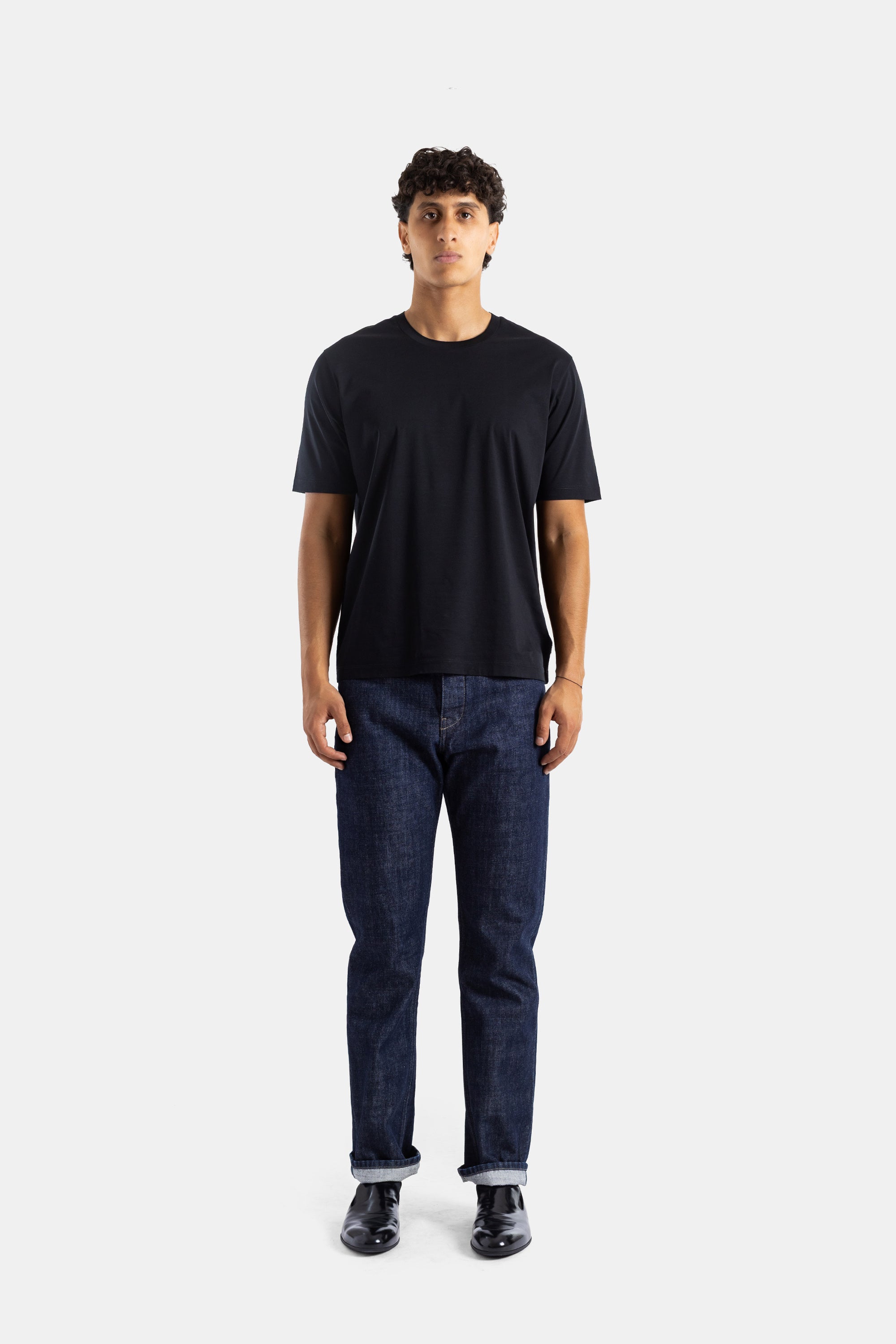 ブラックコットンジャージー クルーネックTシャツ ジルサンダー | Actuel B