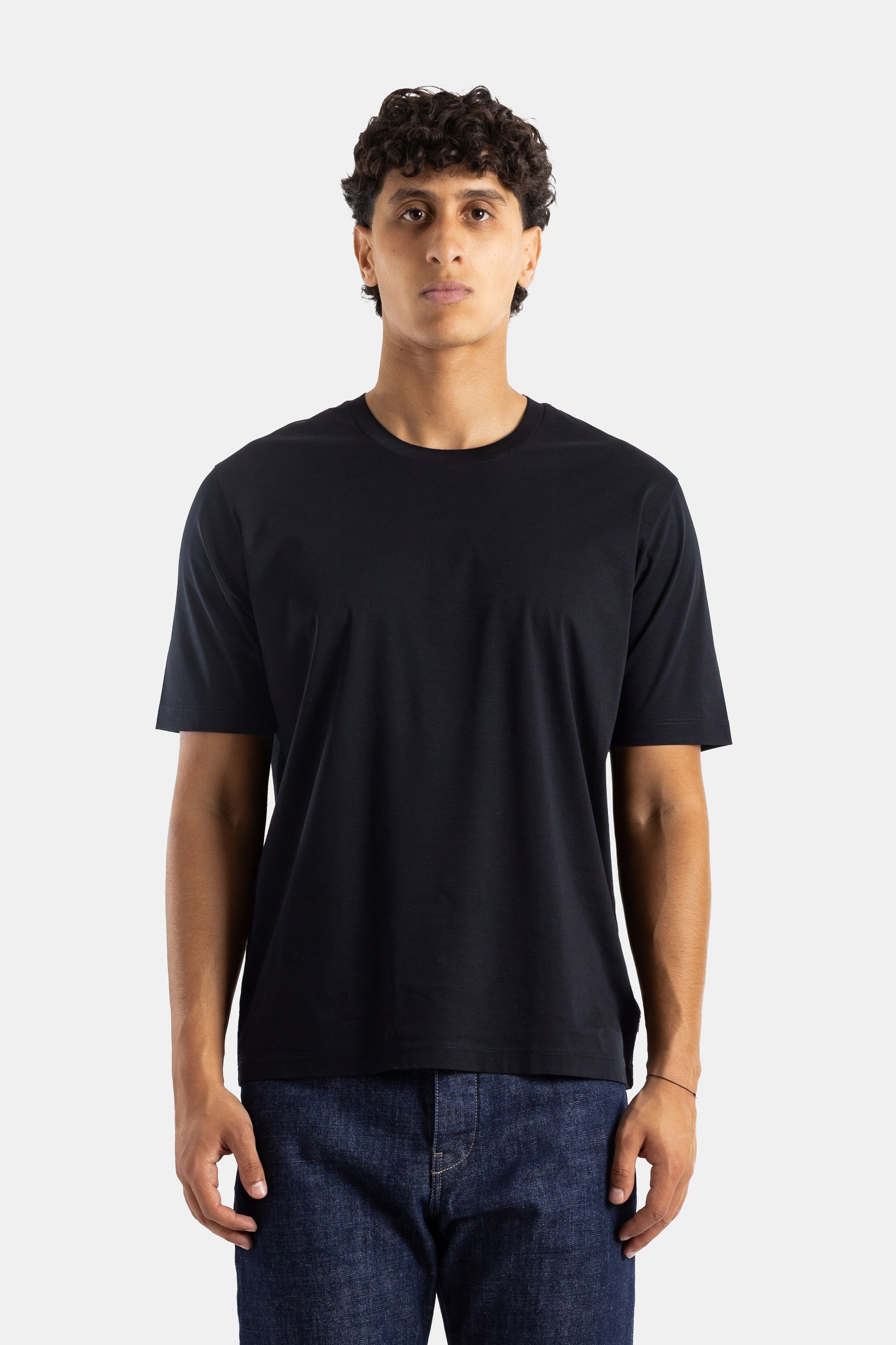 ブラックコットンジャージー クルーネックTシャツ ジルサンダー | Actuel B