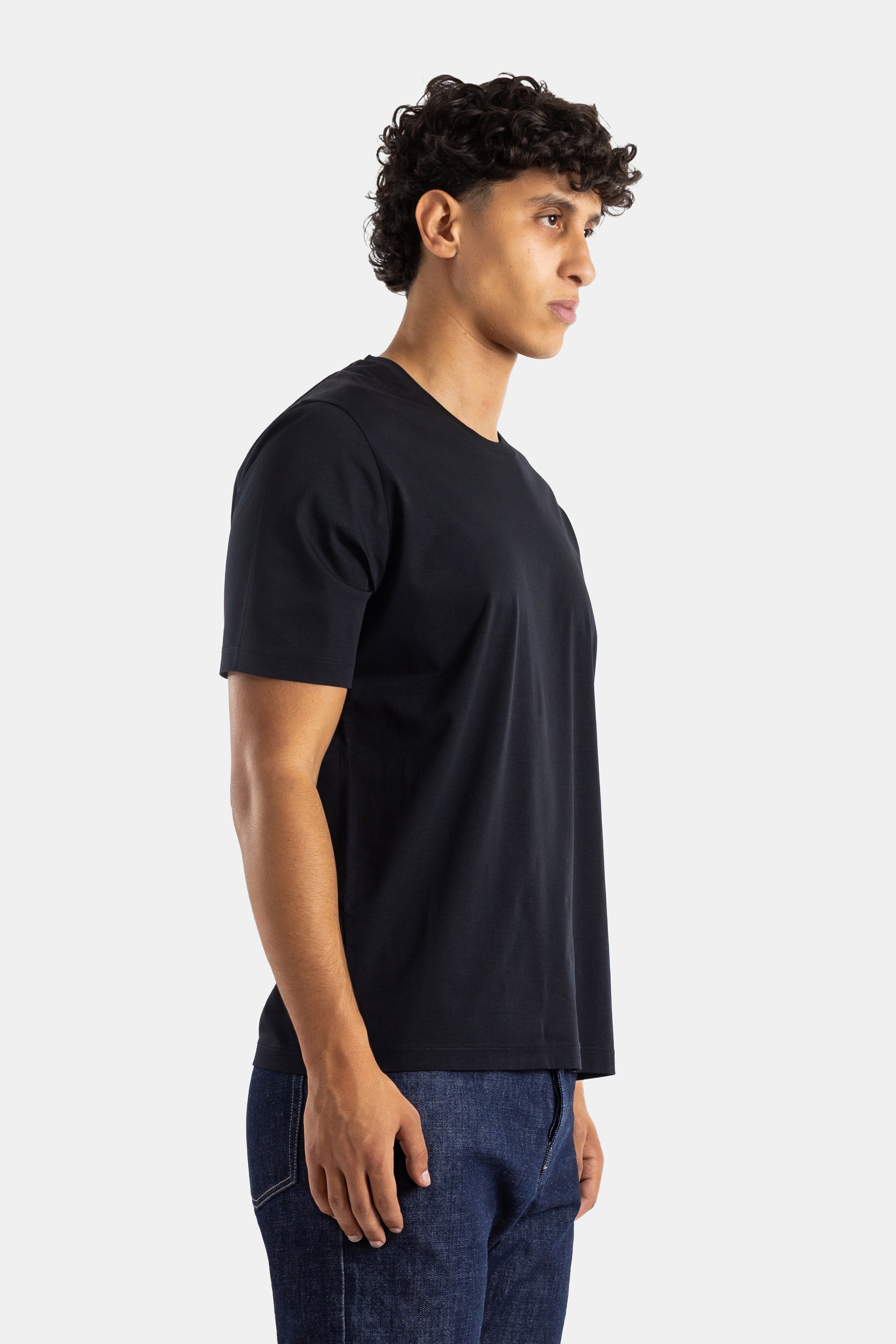 ブラックコットンジャージー クルーネックTシャツ ジルサンダー | Actuel B