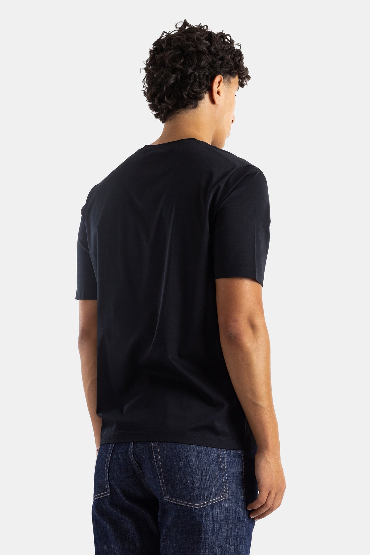 T-shirt coton jersey noir coupe régulière col ras-du-cou