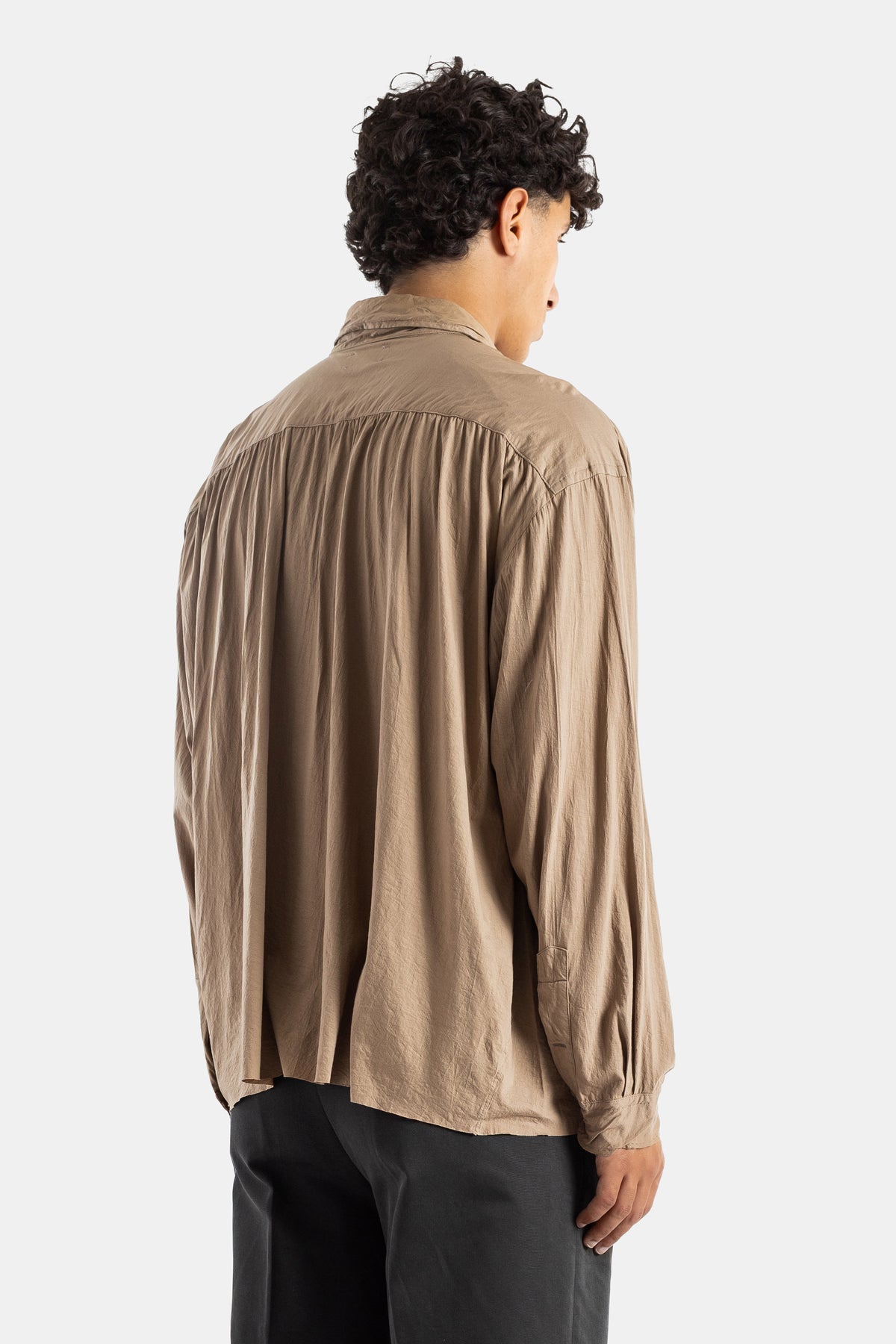 Chemise oversize en jersey de coton lavé kaki beige
