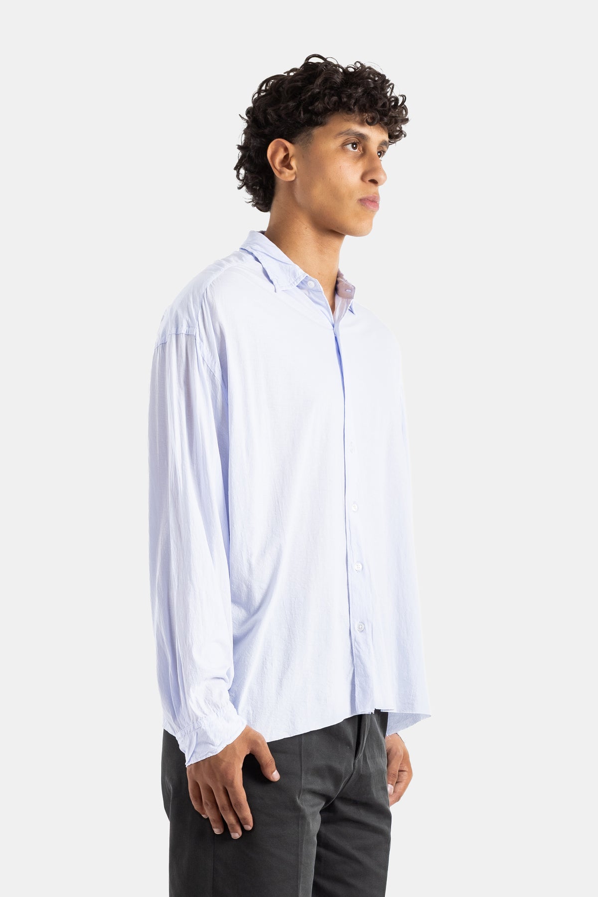 Camicia oversize in jersey di cotone lavato viola pastello
