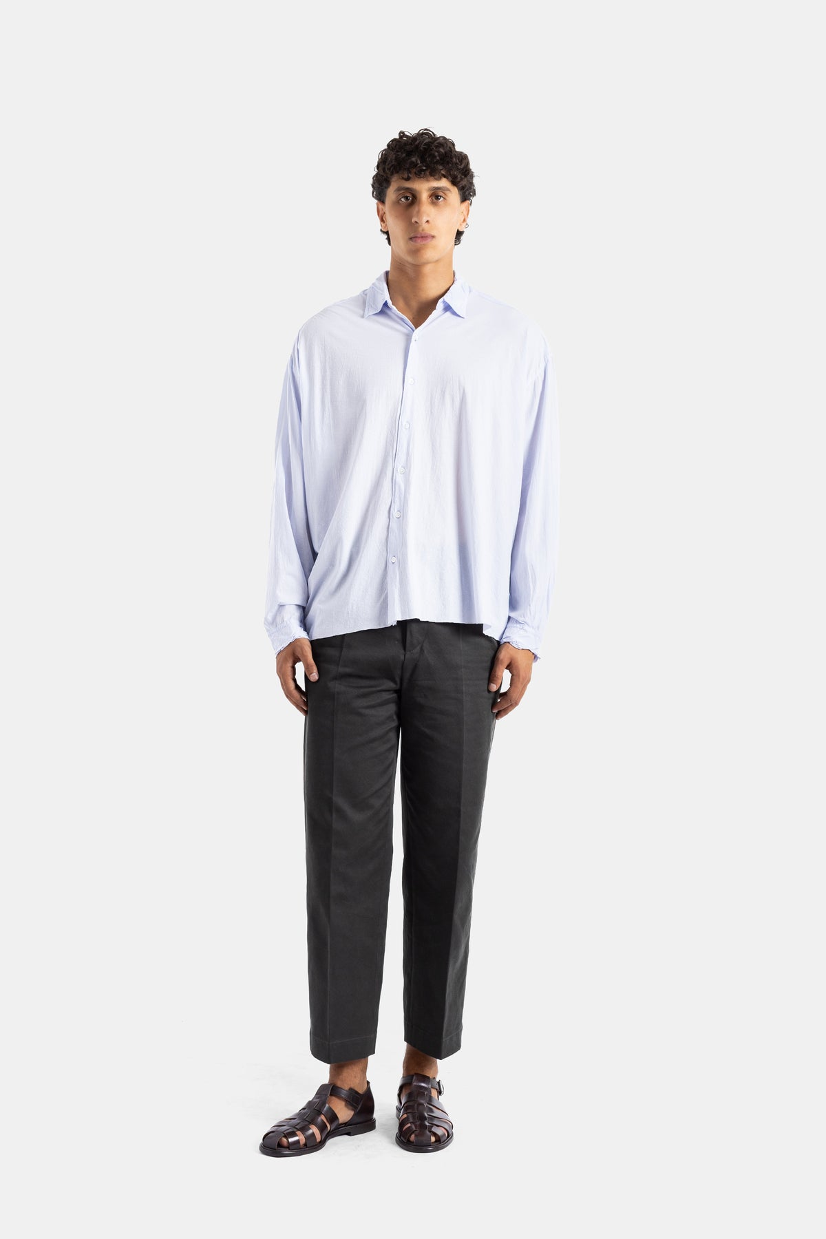Camicia oversize in jersey di cotone lavato viola pastello