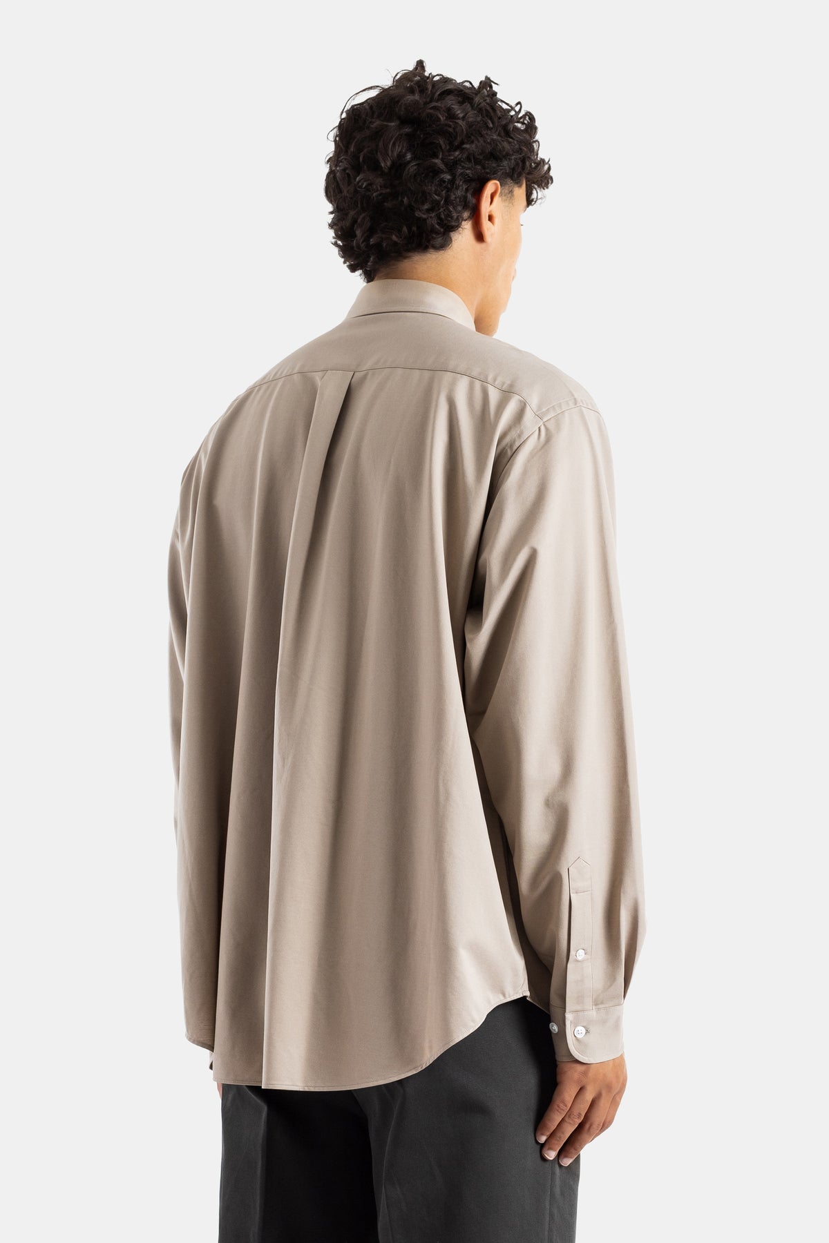 Oversized beige cotton jersey shirt
