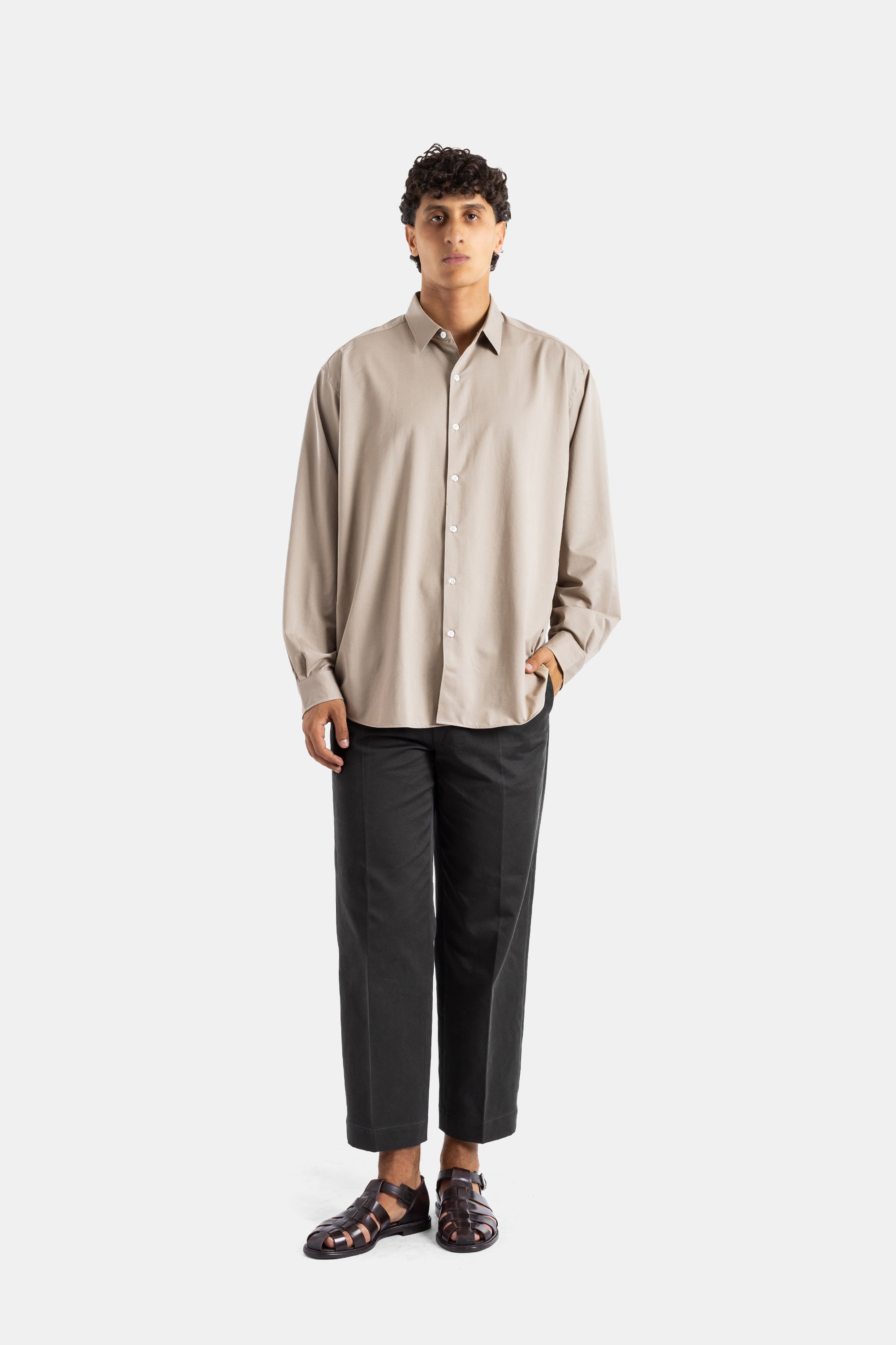 Oversize Cotton Jersey Shirt Beige Atmosphere Shirt Kanemasa Phil