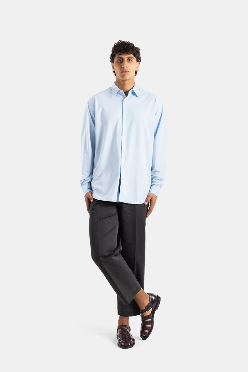Oversized Sky Blue Cotton Jersey Shirt