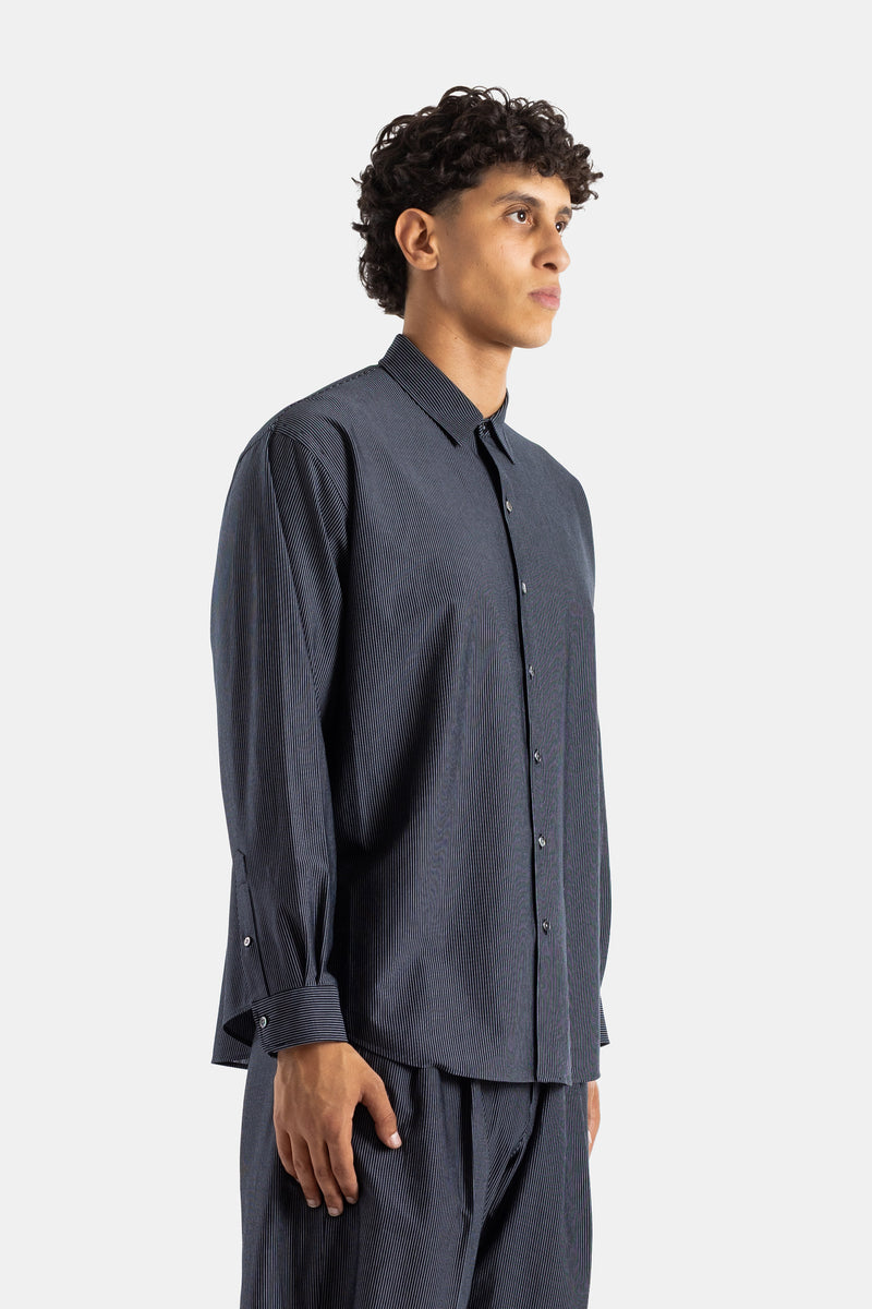Oversized Black Pinstripe Cotton-Jersey Shirt