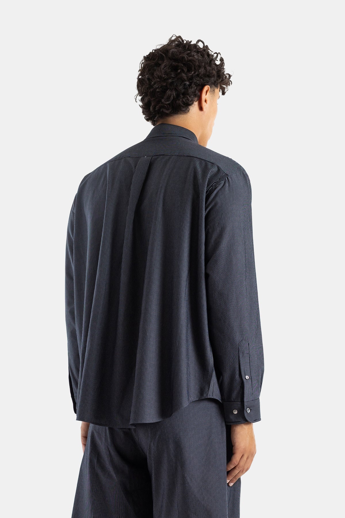 Oversized Black Pinstripe Cotton-Jersey Shirt