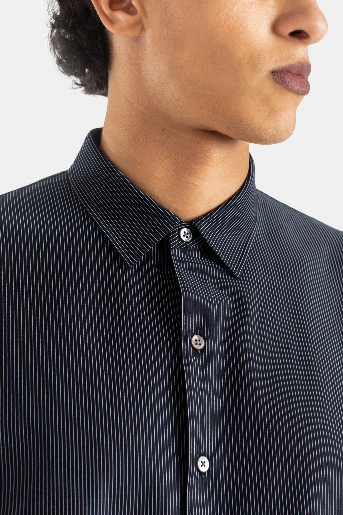 Oversized Black Pinstripe Cotton-Jersey Shirt