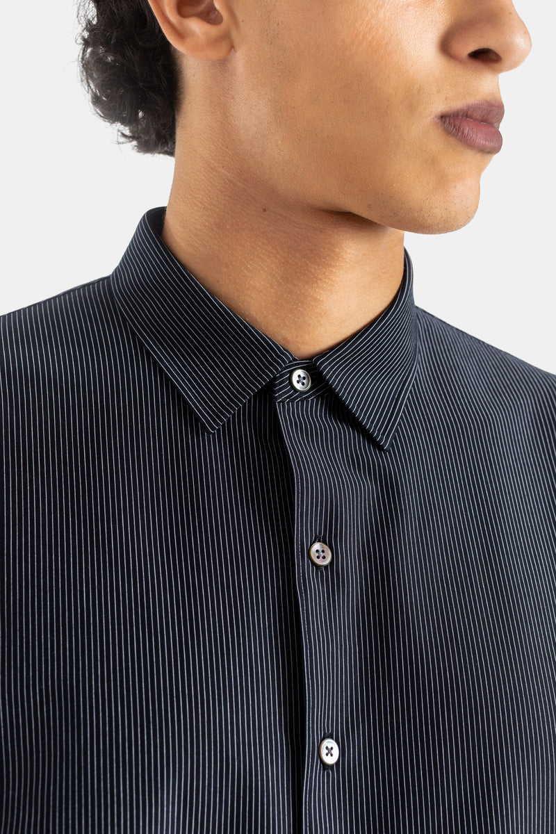 Oversized Black Pinstripe Cotton-Jersey Shirt