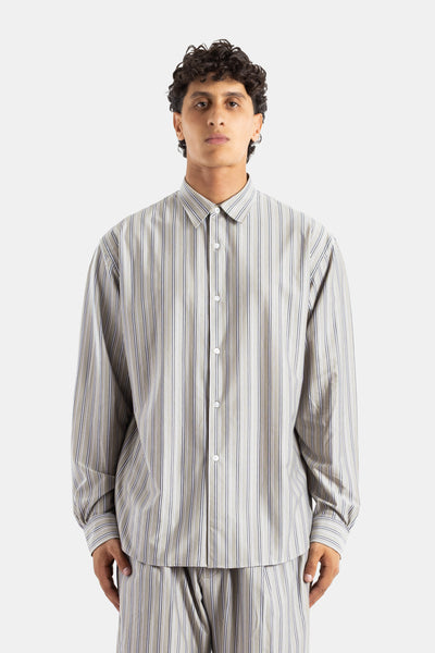 Kanemasa Phil Oversized Purple Striped Cotton-Jersey Shirt | Actuel B