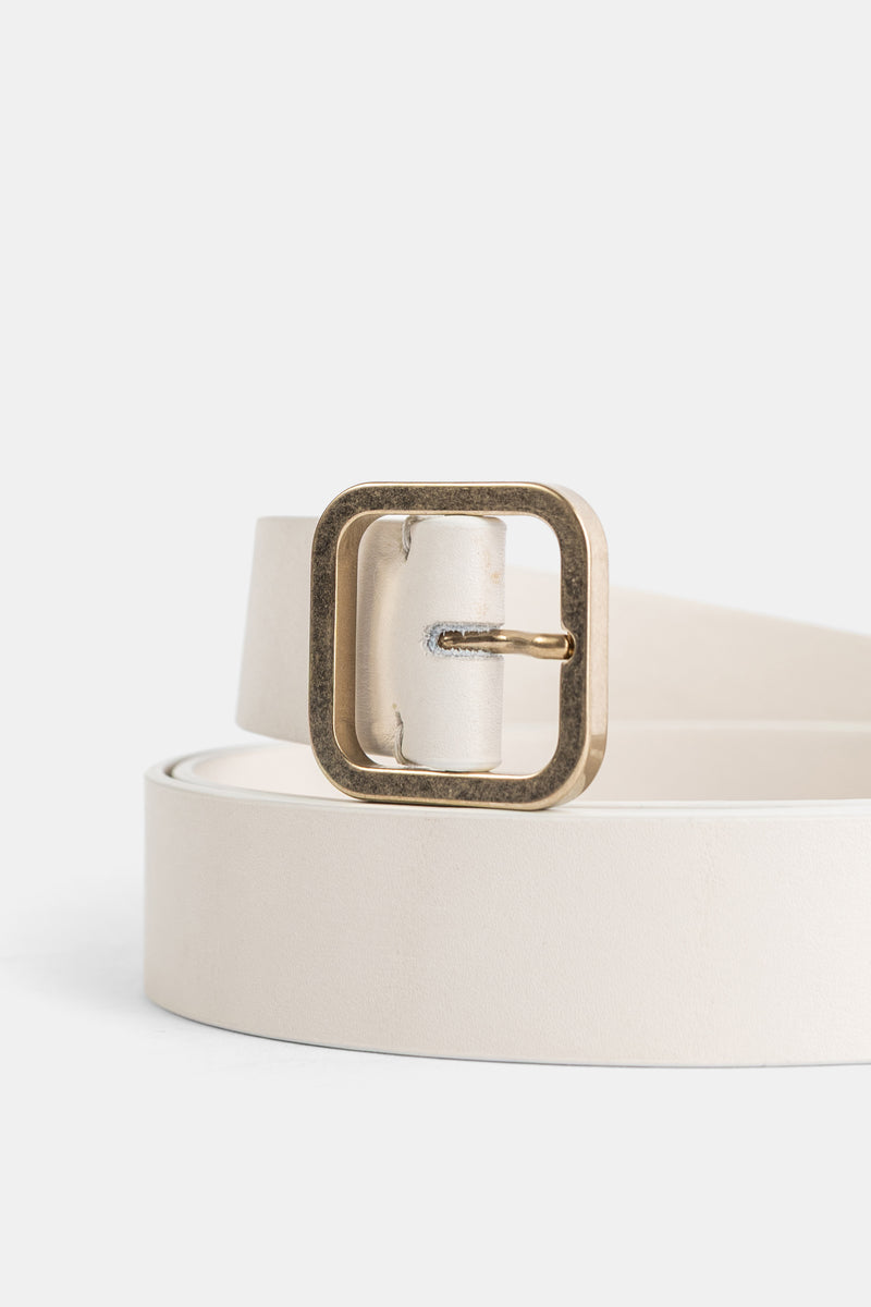 Ceinture Quadra en Cuir Blanc Cassé