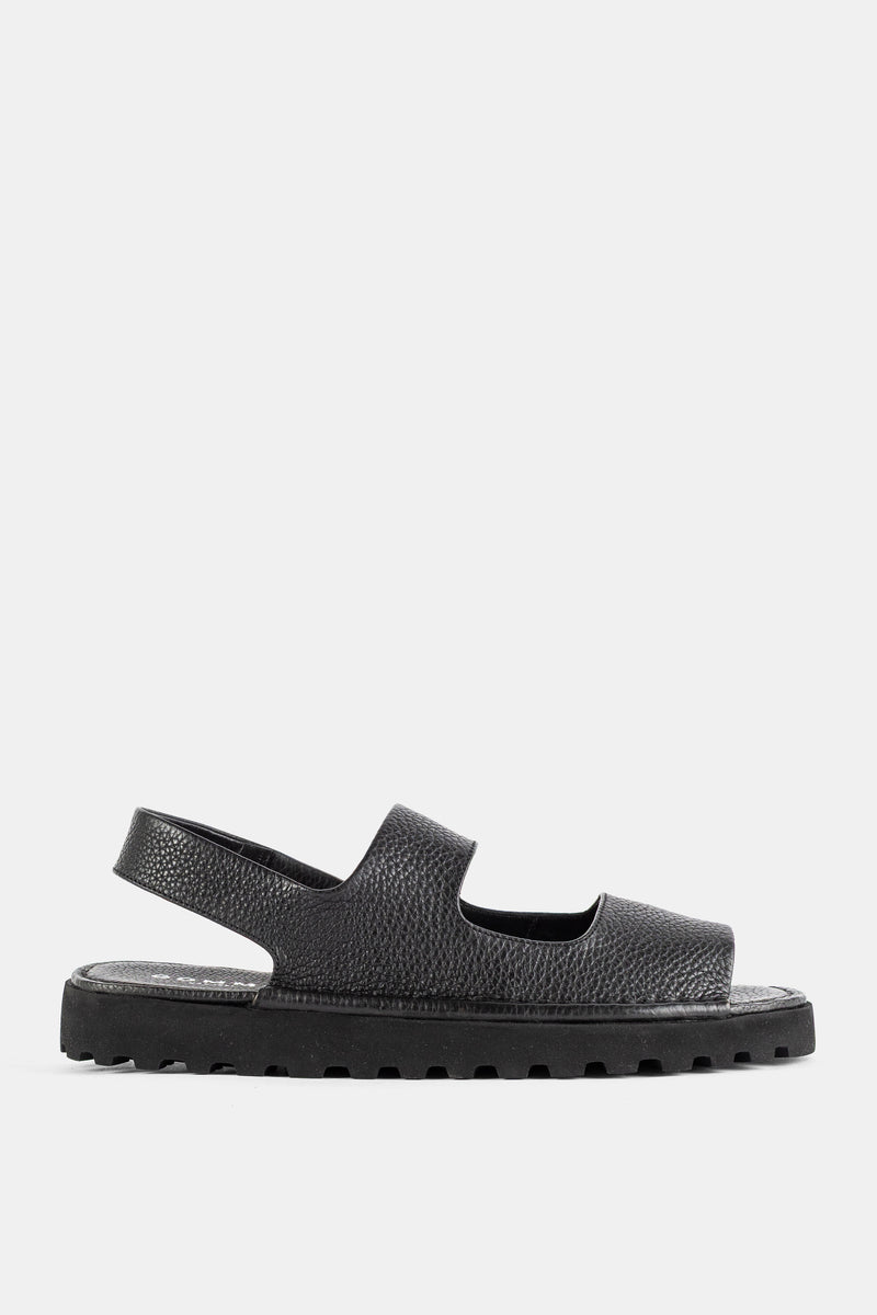 Marsell sandales Sanpomice cuir grainé noir semelle lug homme SS26 deux brides slingback