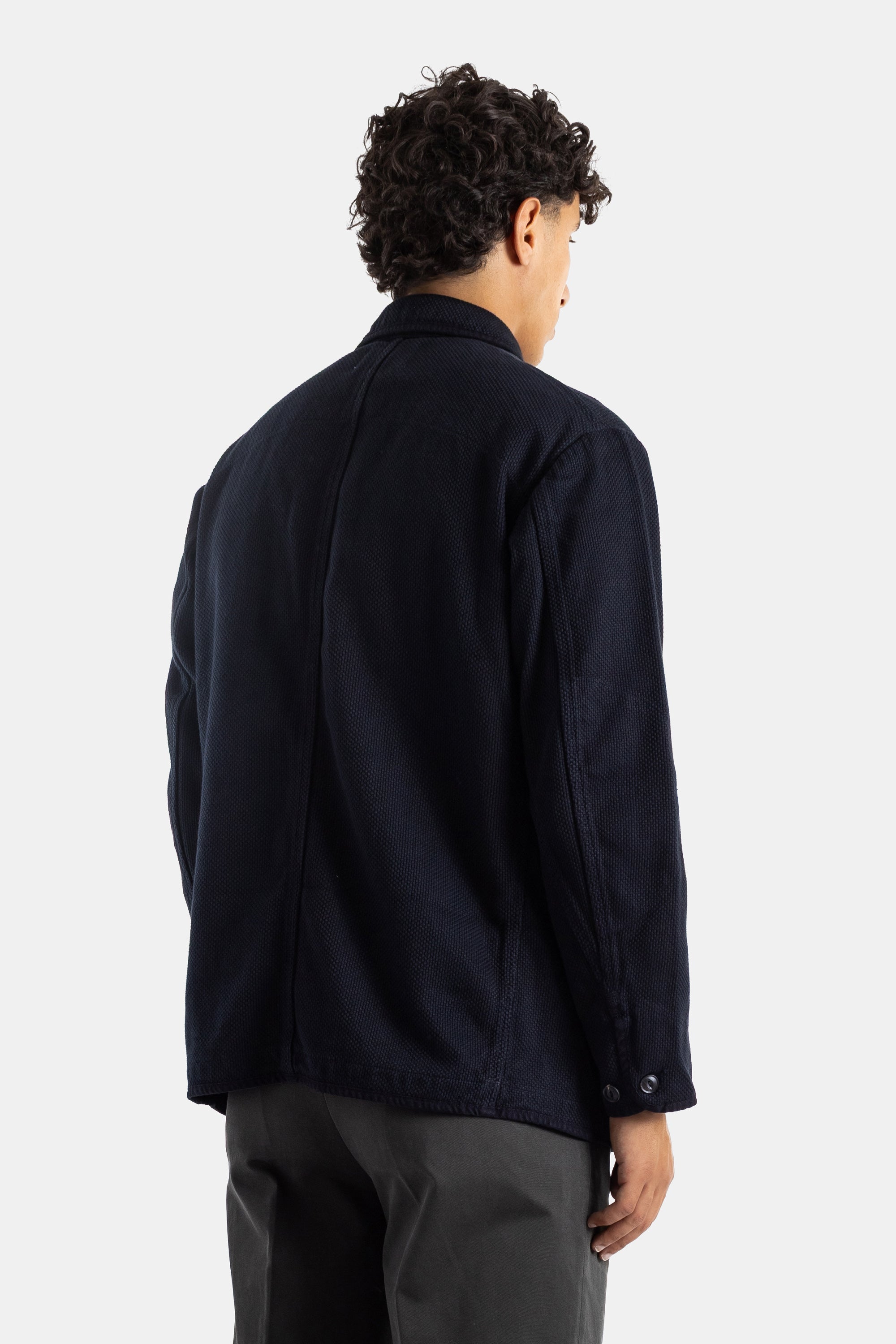 Momotaro Jeans Double-Weave Indigo Overdye Sashiko Cotton Jacket