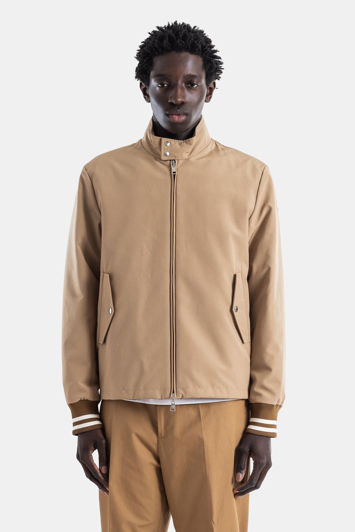 Reversible down bomber beige cotton side burgundy ripstop Prieure