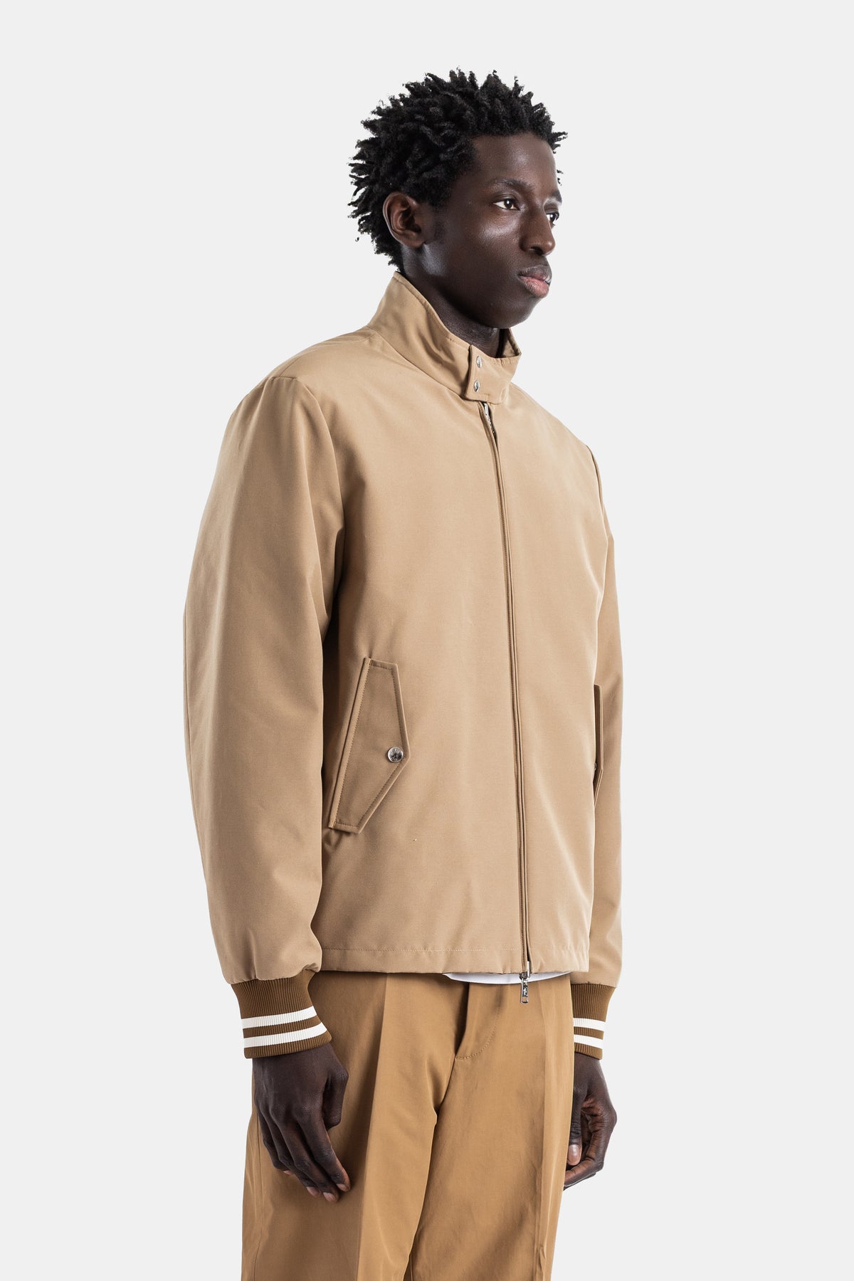 Reversible down bomber beige cotton side burgundy ripstop Prieure