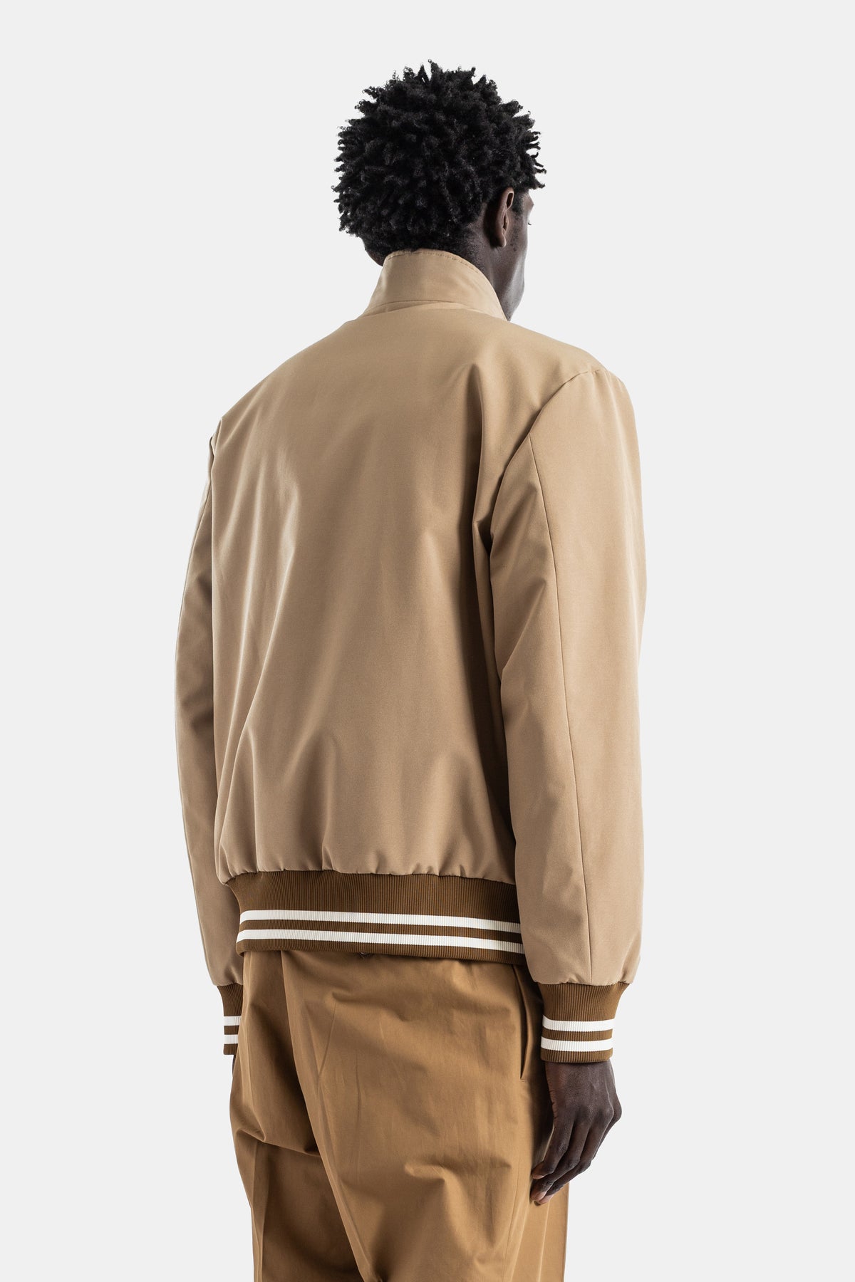 Reversible down bomber beige cotton side burgundy ripstop Prieure