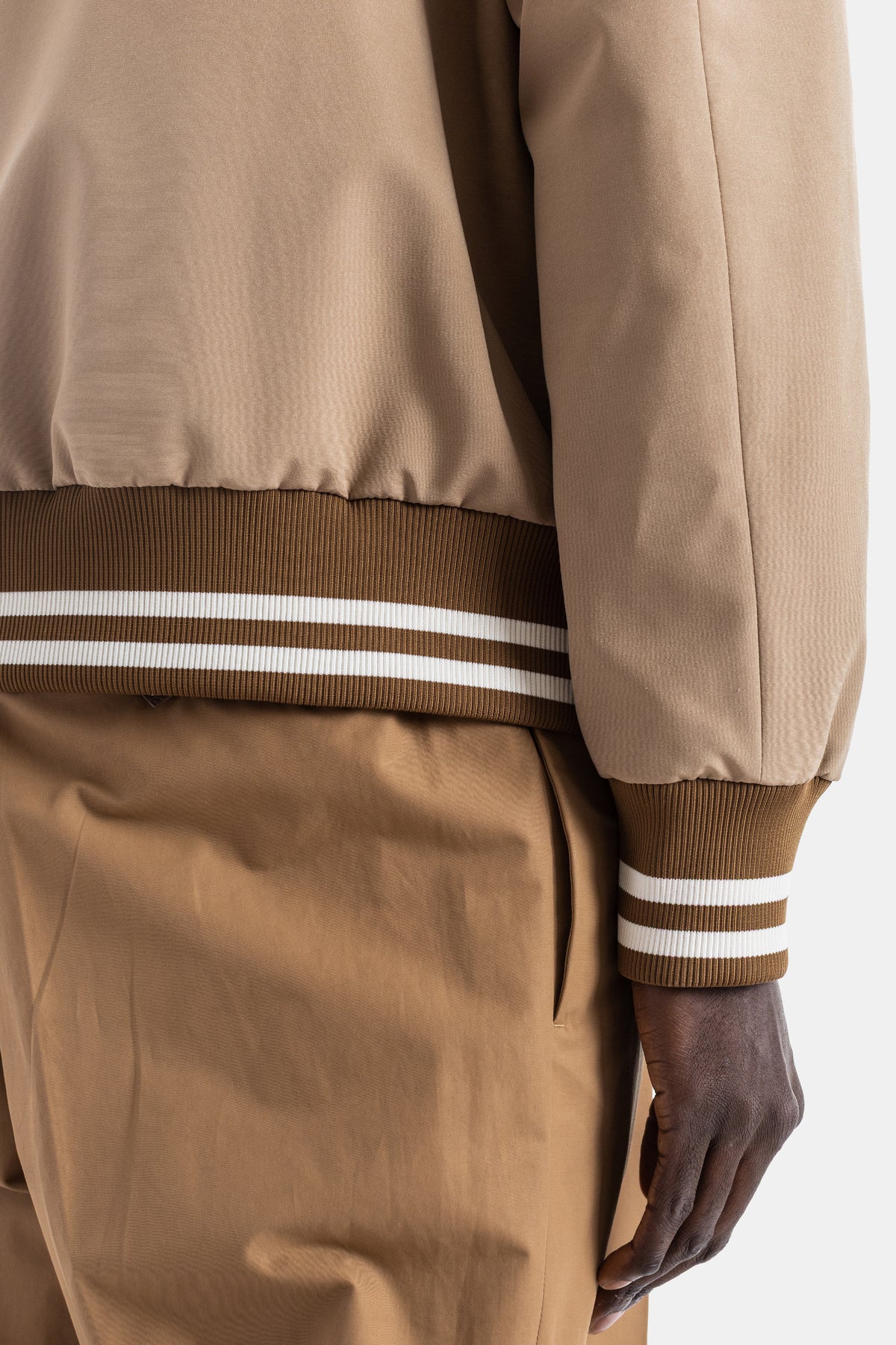 Reversible down bomber beige cotton side burgundy ripstop Prieure