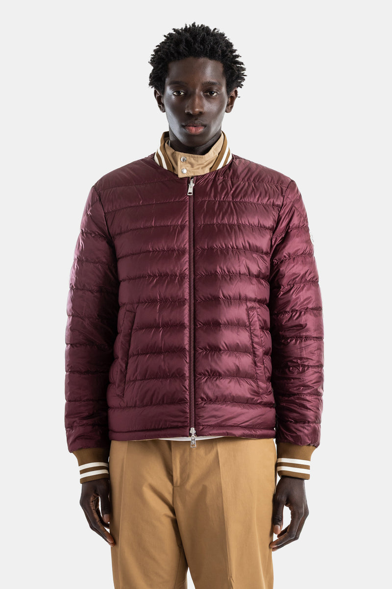 Reversible down bomber beige cotton side burgundy ripstop Prieure
