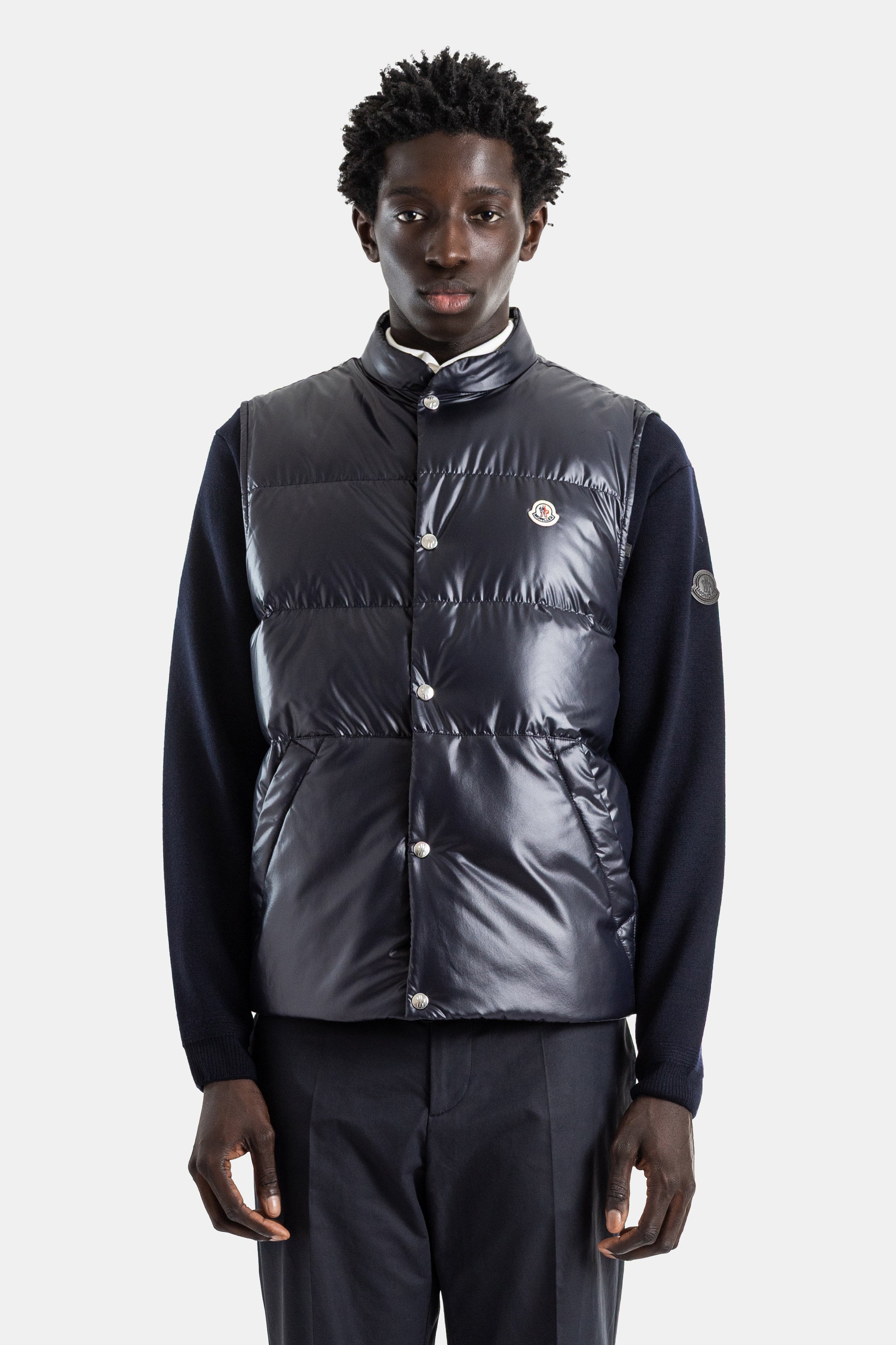 Moncler Roquille 3-in-1 Reversible Navy Overshirt Down Vest | Actuel B