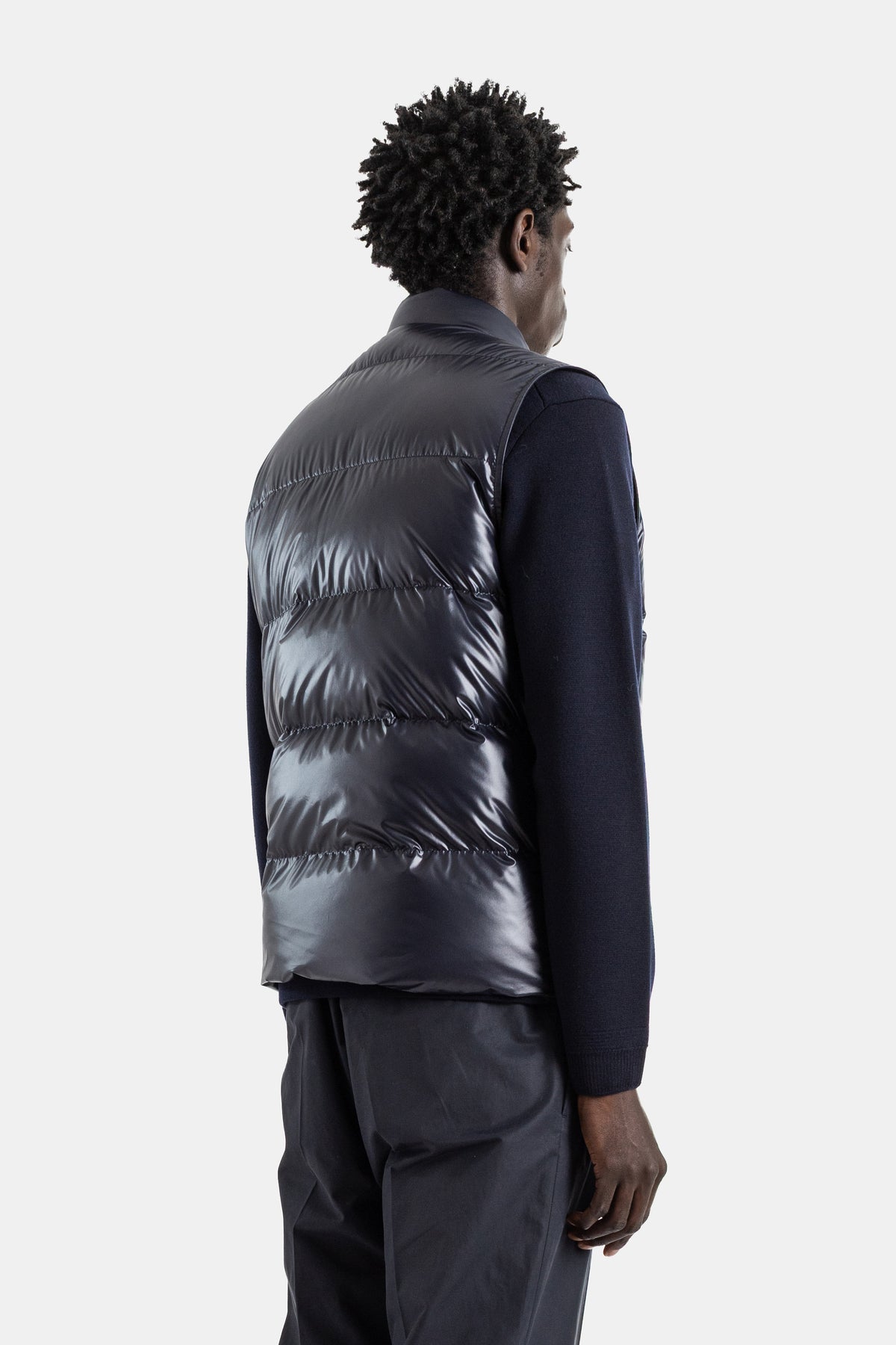 Lacquered nylon down gilet navy Restigo