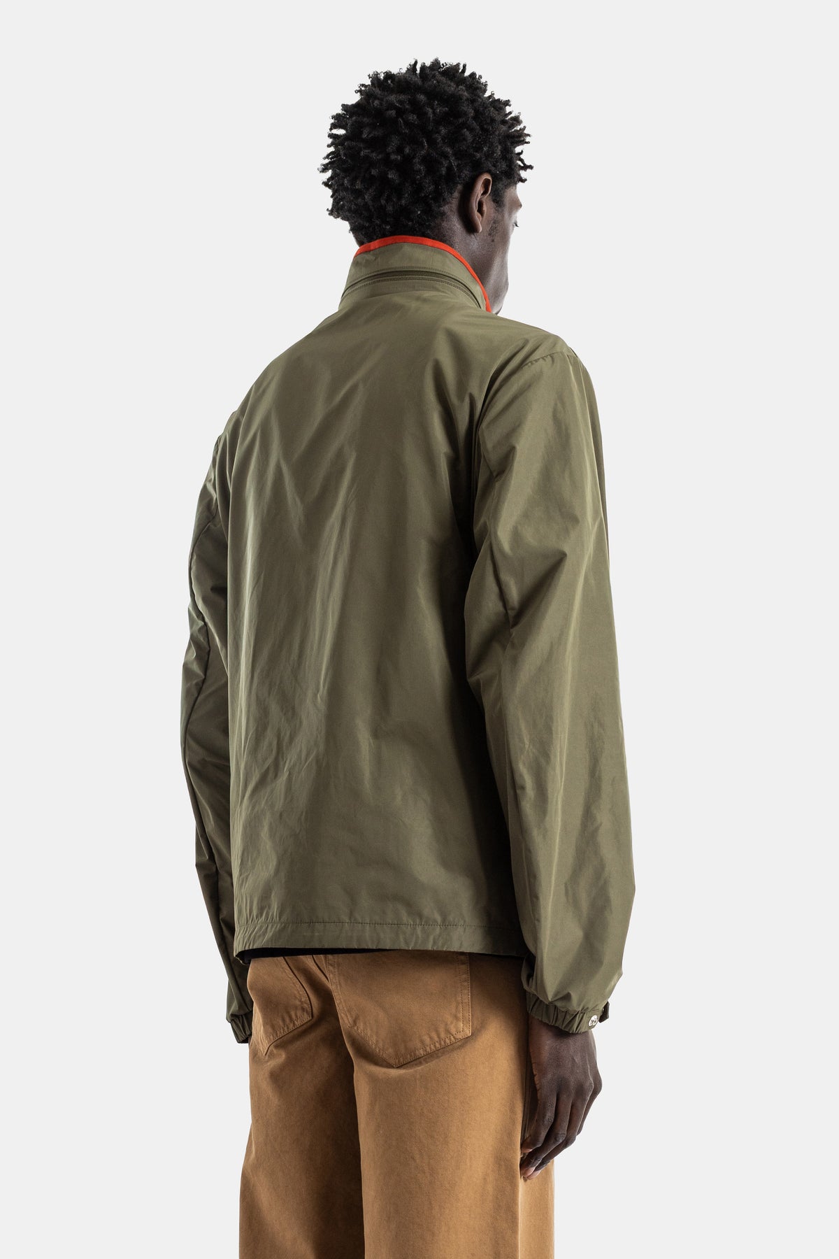Coupe-vent nylon vert olive zip orange Sayan