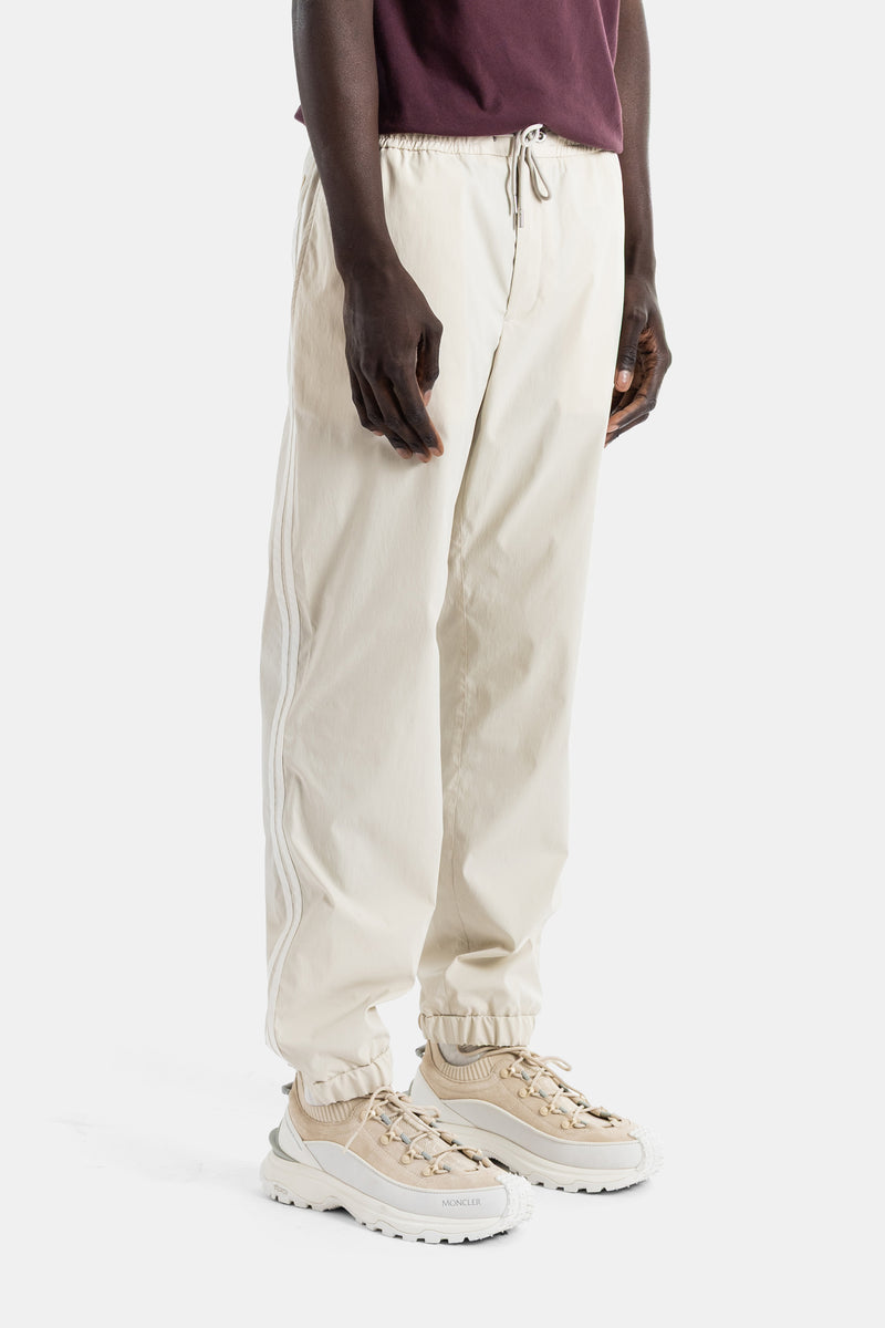 Nylon jogger trouser ivory cream elasticated cuff tonal drawstring
