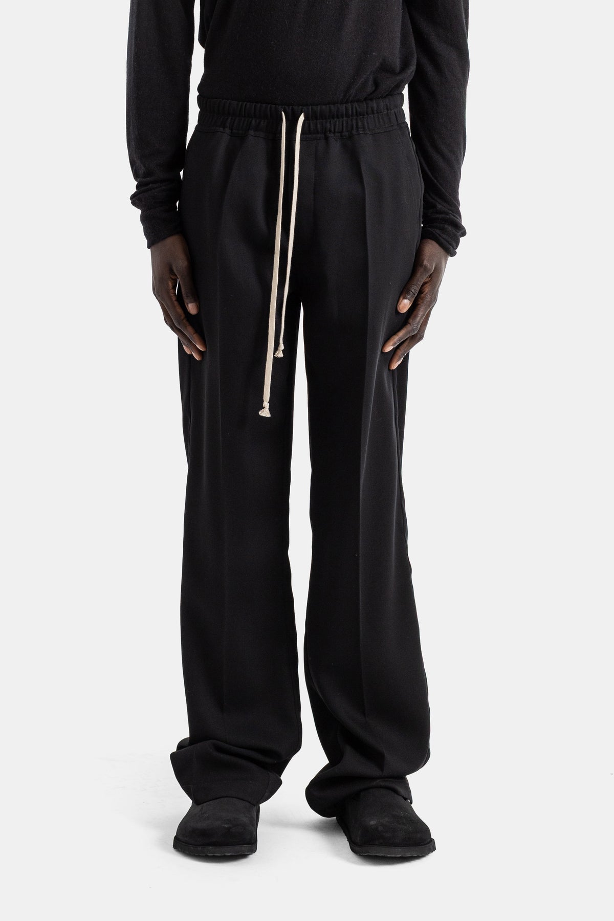 Pantalon large à taille élastiquée Dietrich Drawstring noir