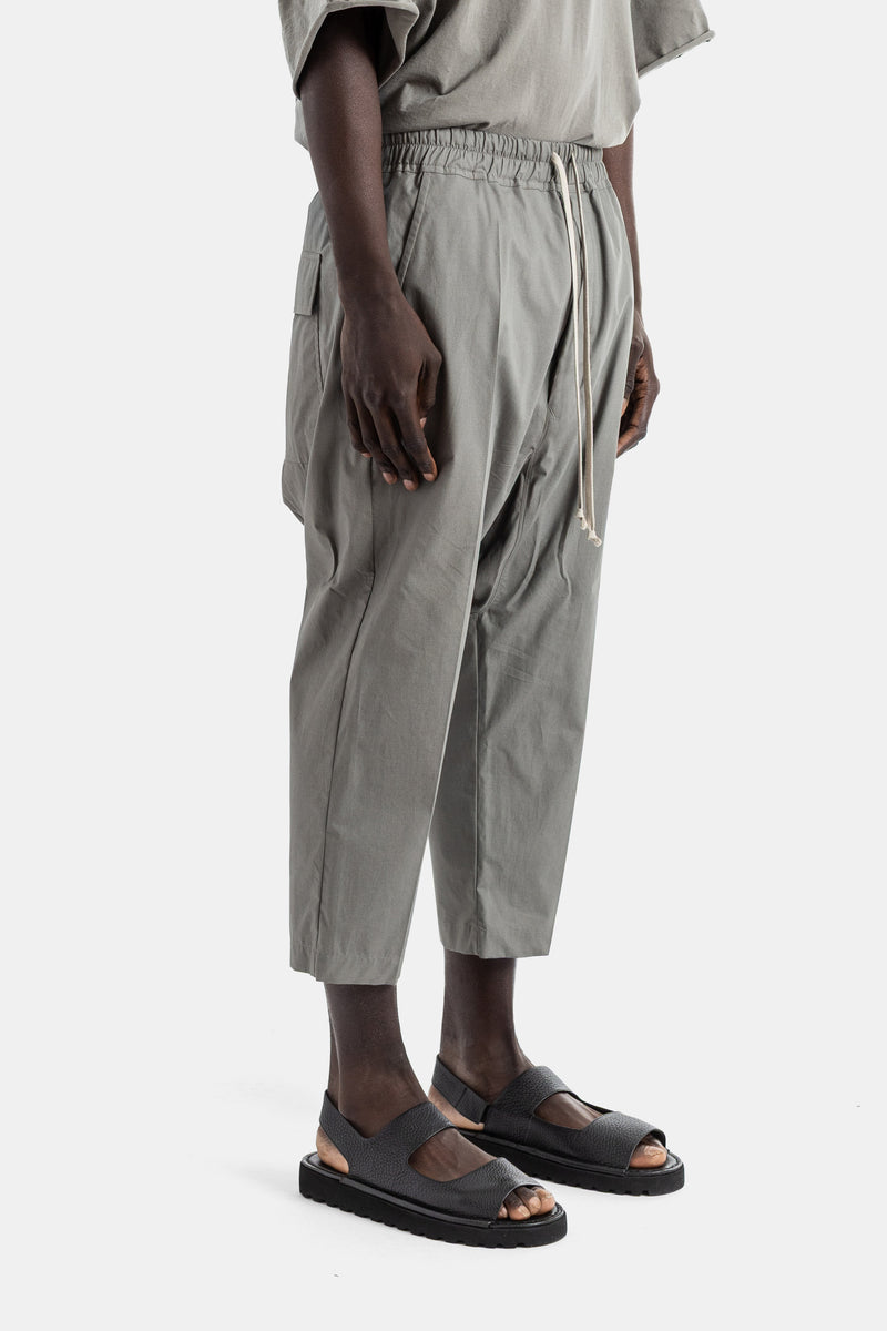 Drawstring Cropped Trousers Dropped Crotch Dust Grey