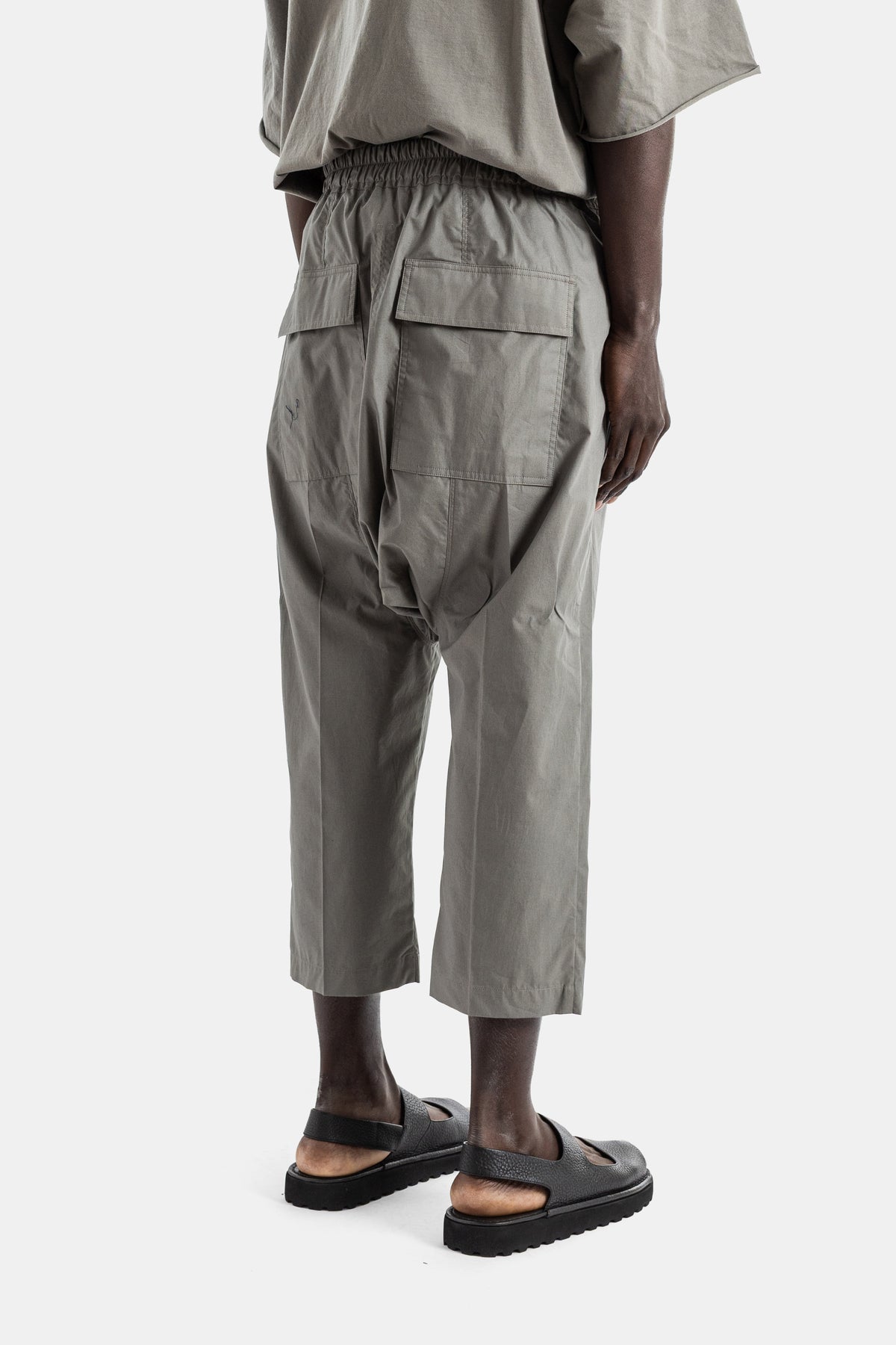 Drawstring Cropped Trousers Dropped Crotch Dust Grey