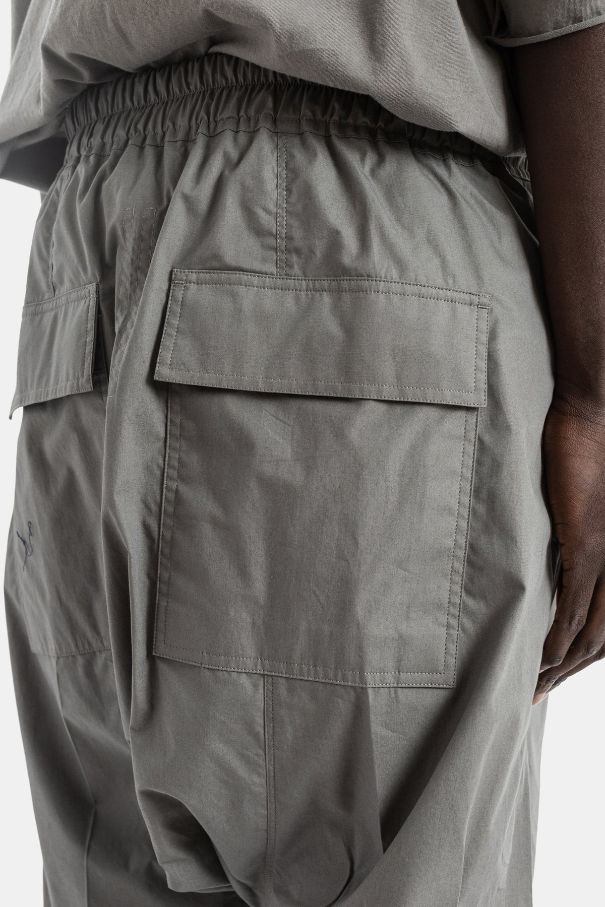 Drawstring Cropped Trousers Dropped Crotch Dust Grey