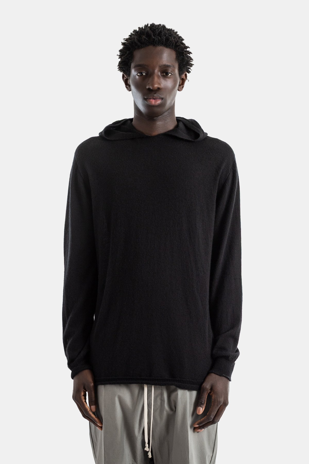 Pull à capuche oversize en laine noir