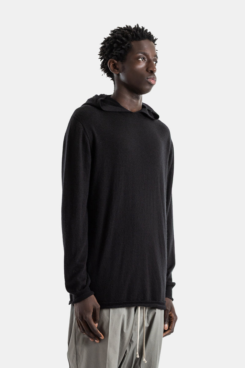 Pull à capuche oversize en laine noir