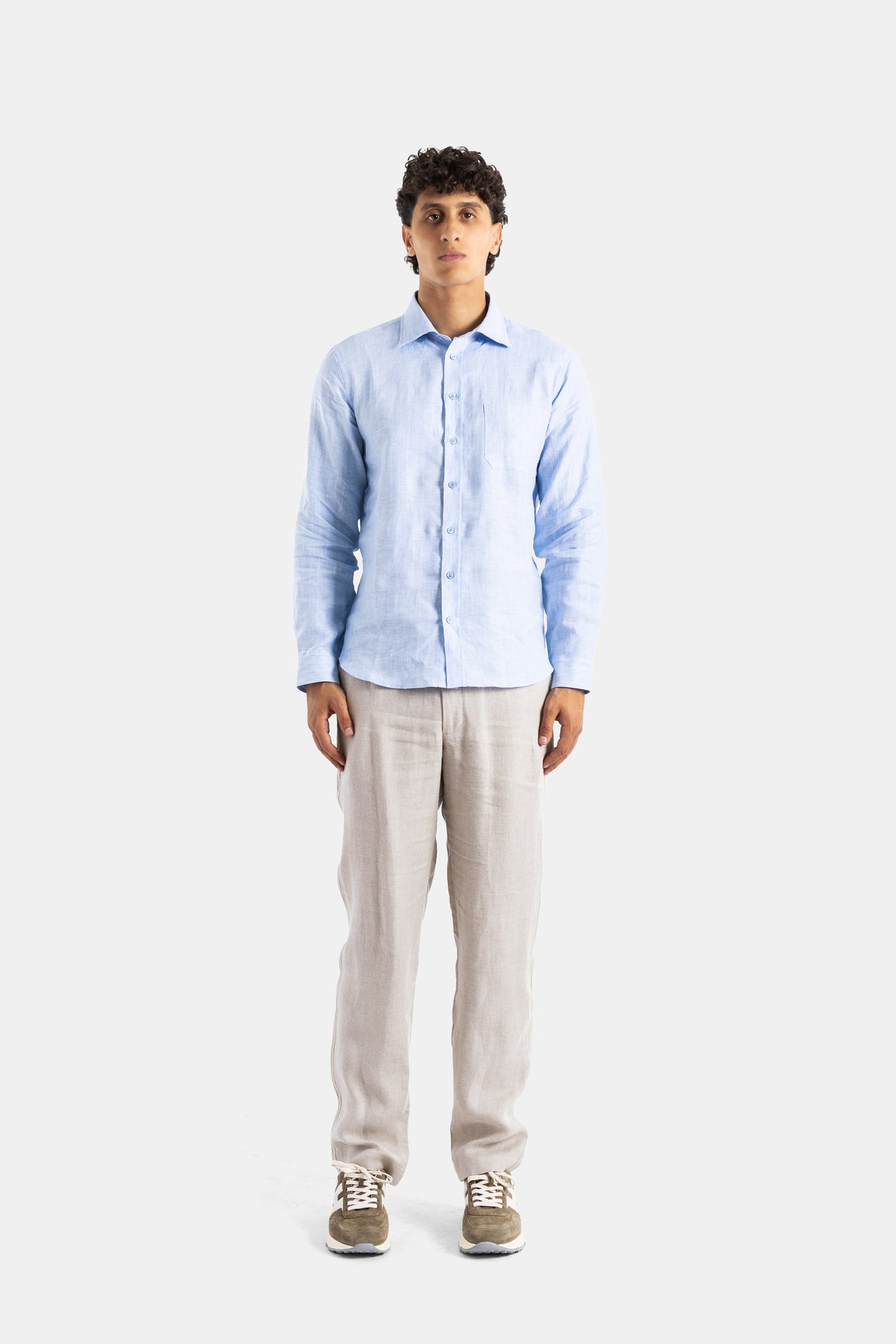 Chemise en lin bleu ciel