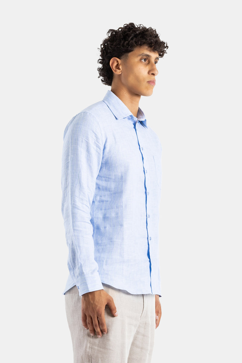 Chemise en lin bleu ciel