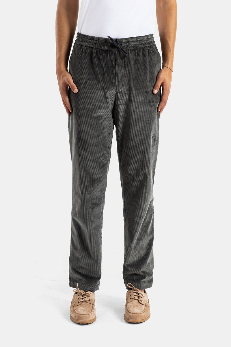 Sease pantalon velours côtelé gris anthracite coupe droite taille élastiquée cordon homme FW25