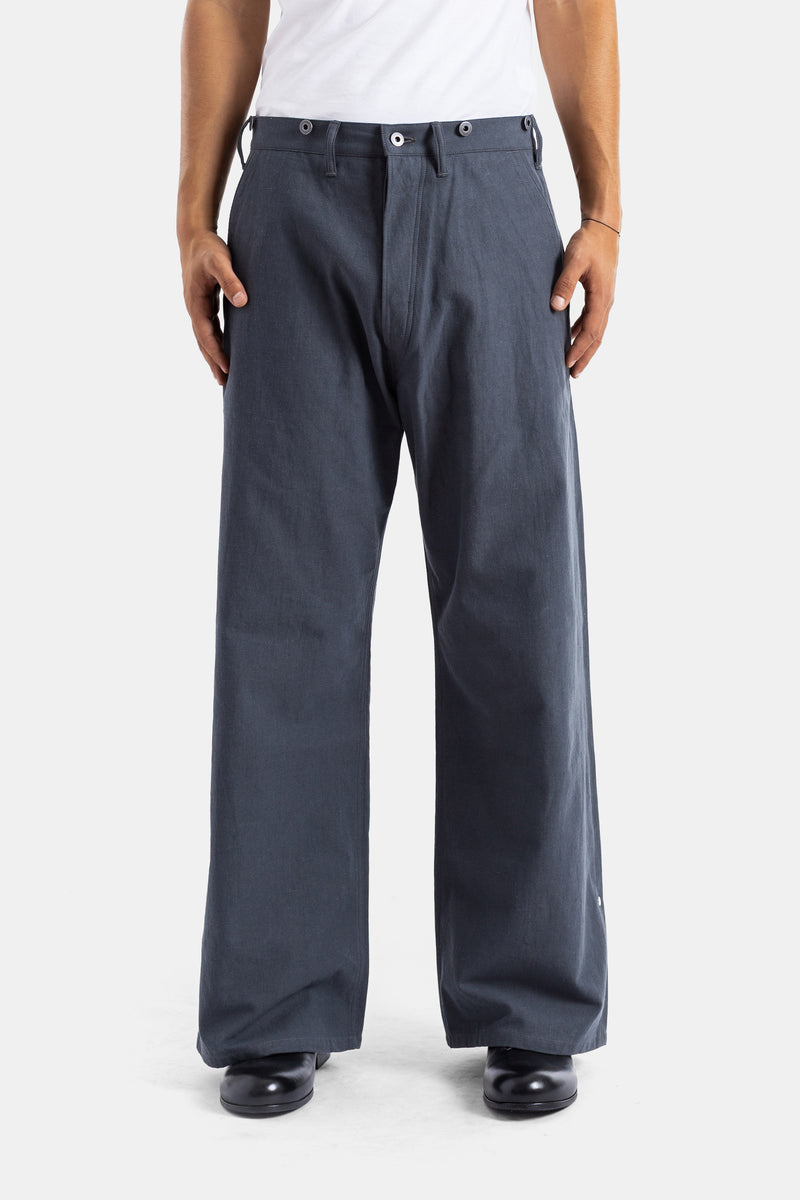 Taiga Takahashi pantalon large travail coton gris anthracite silhouette oversize jambe droite SS26 homme