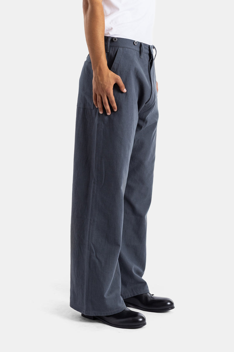 Pantalon large de travail en coton gris anthracite