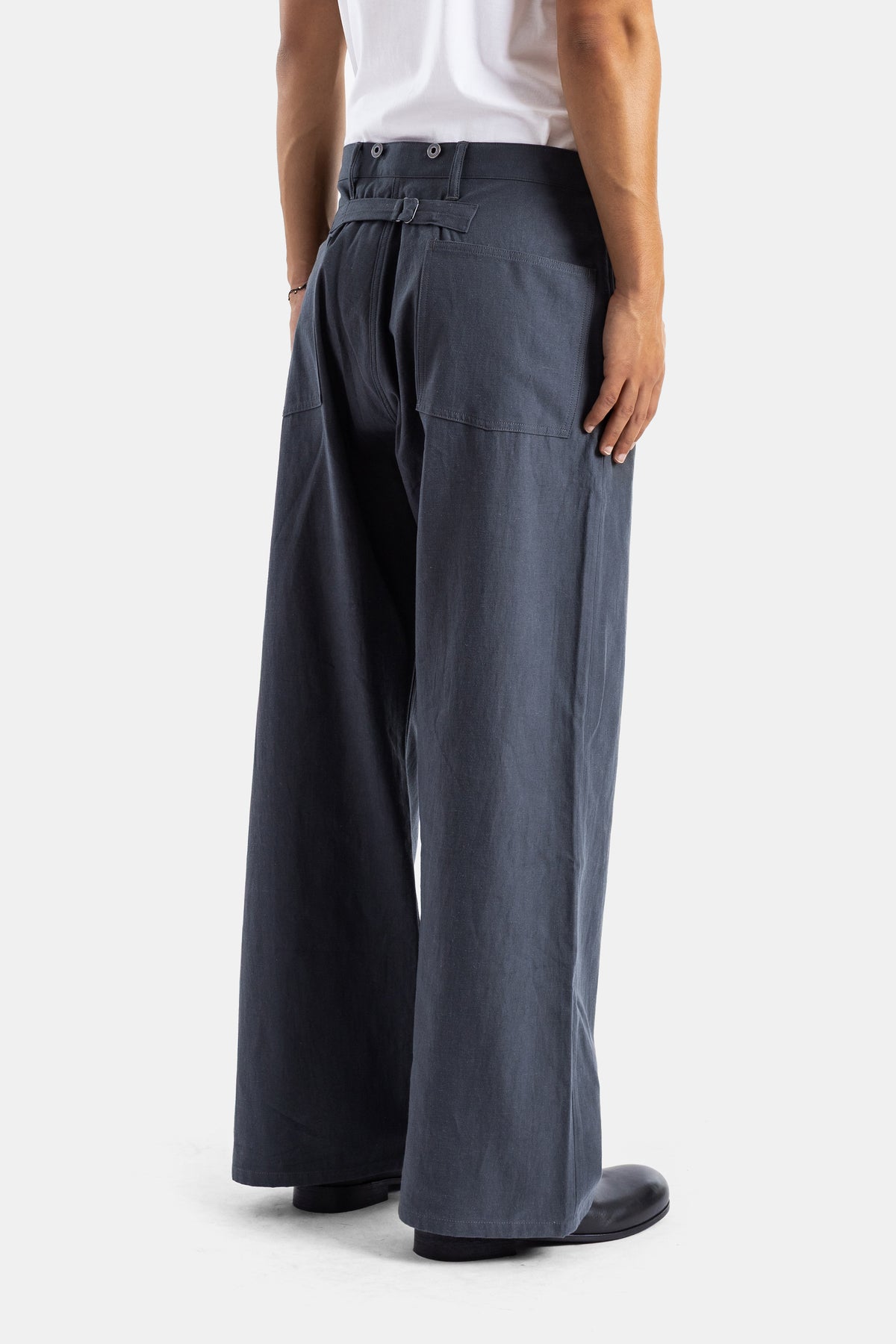 Pantalon large de travail en coton gris anthracite