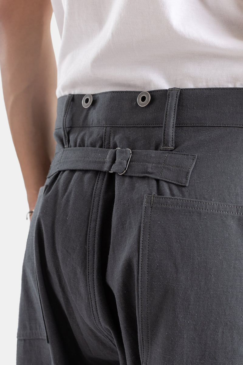 Pantalon large de travail en coton gris anthracite