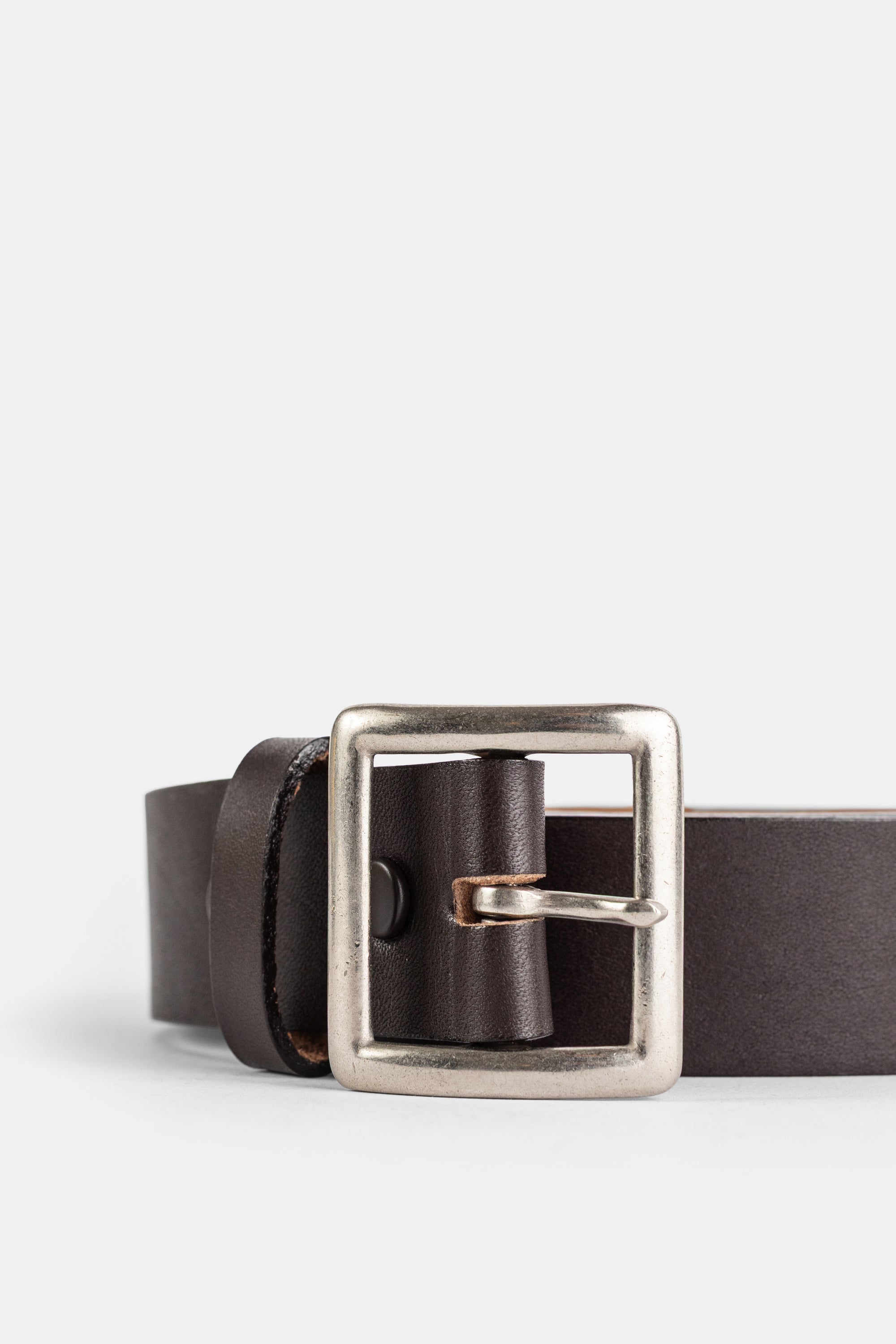 Brown leather Garrison belt Taiga Takahashi | Actuel B
