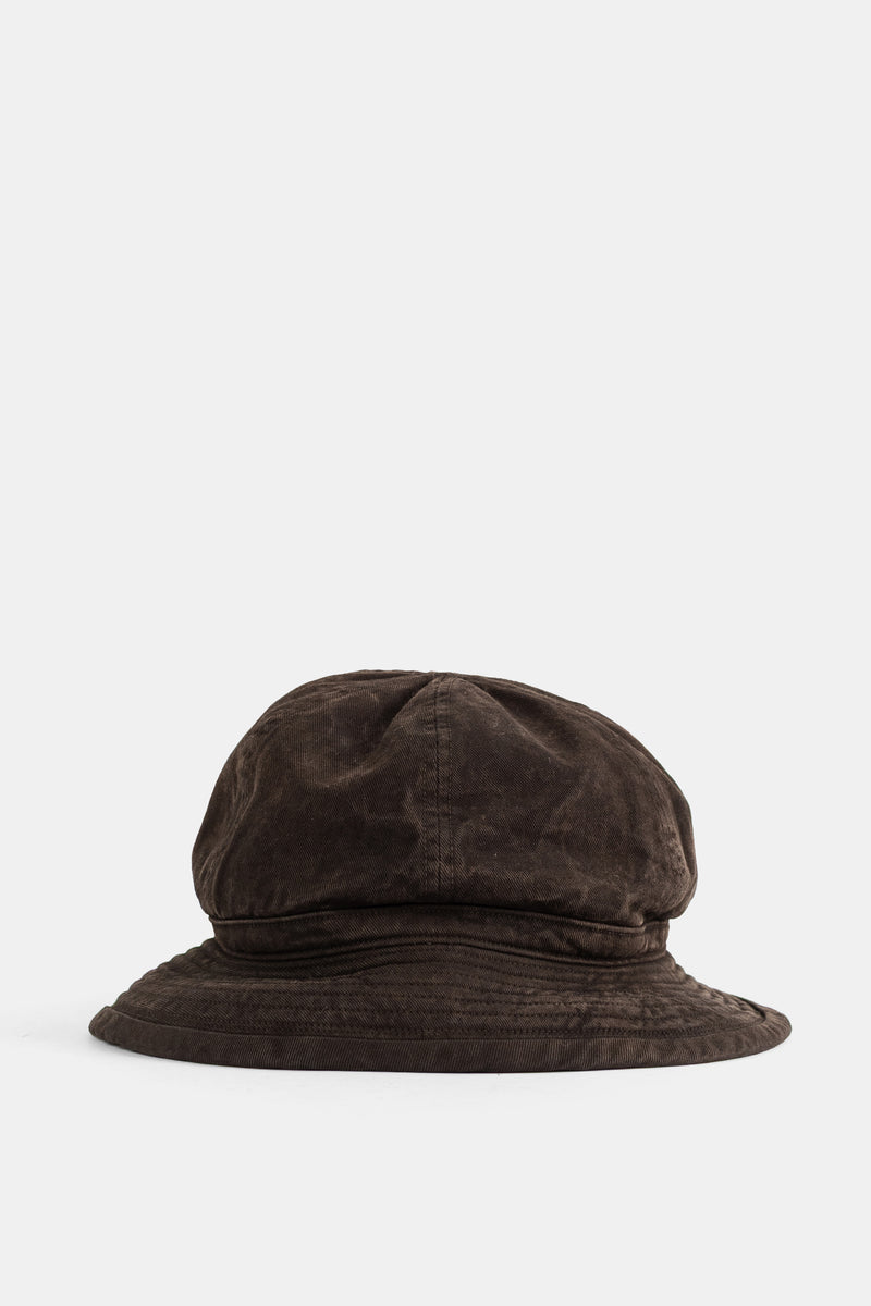 Chapeau militaire en coton teint au cèdre brun boue