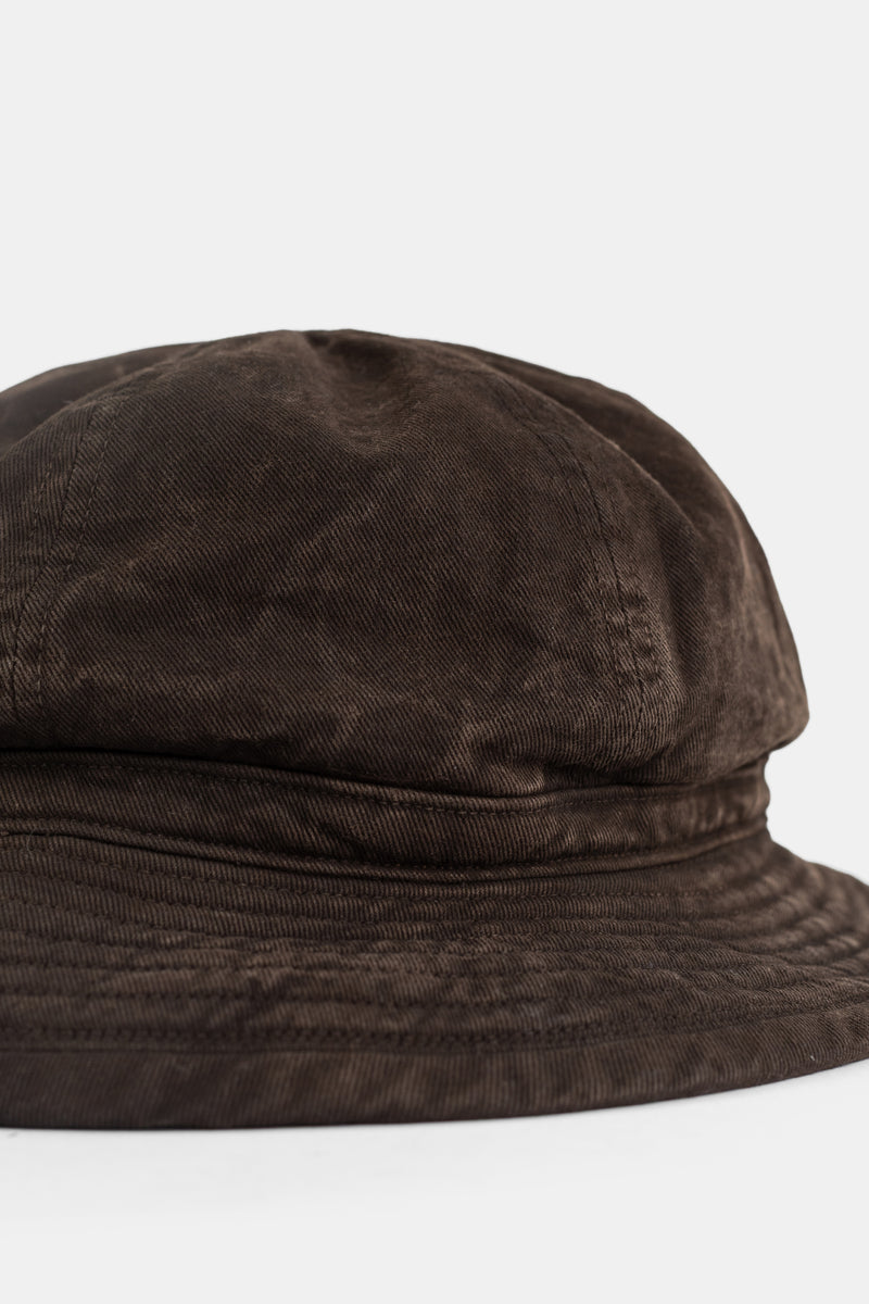Chapeau militaire en coton teint au cèdre brun boue