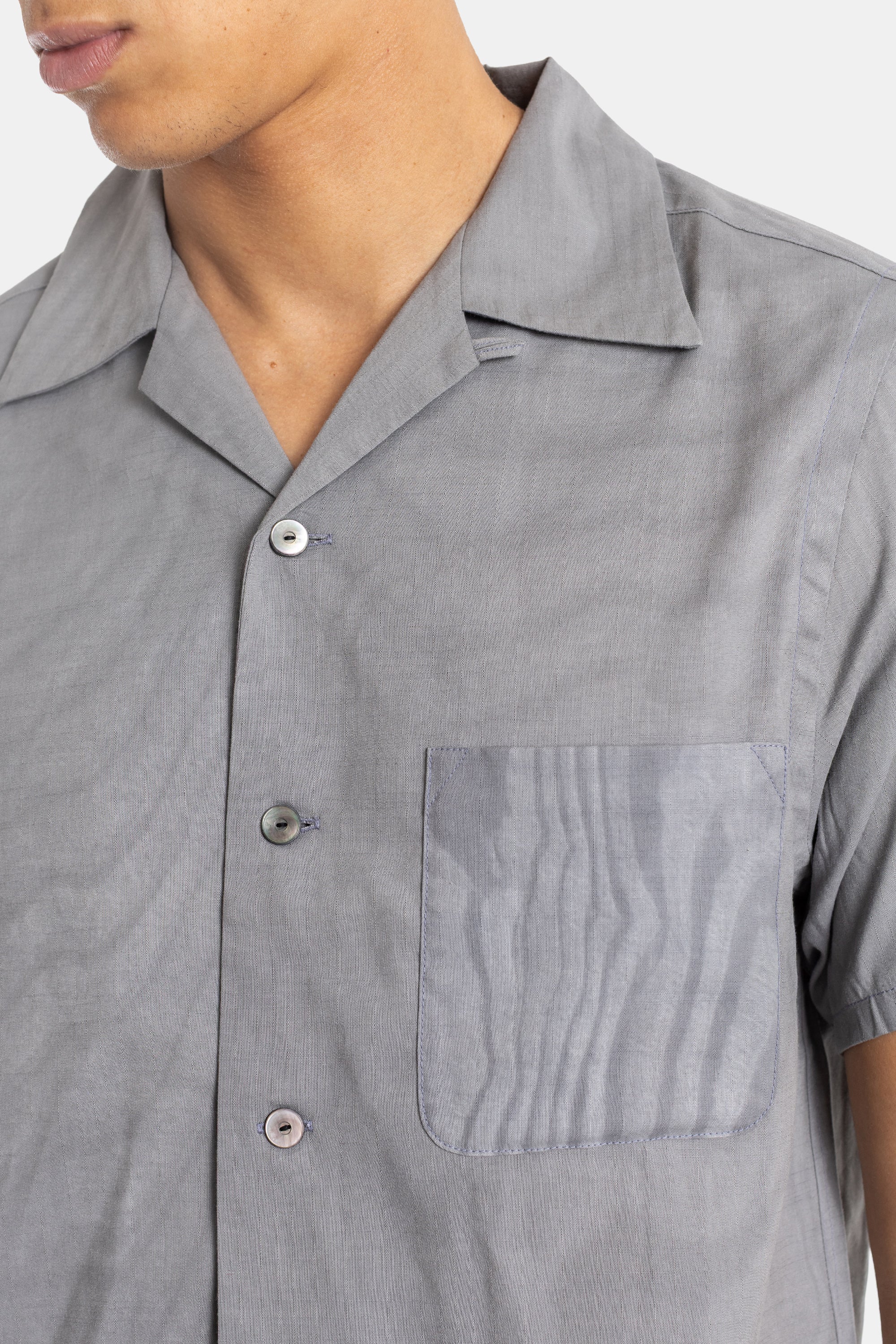 Taiga Takahashi Slate Blue Wood Pattern Silk Jacquard Shirt | Actuel B