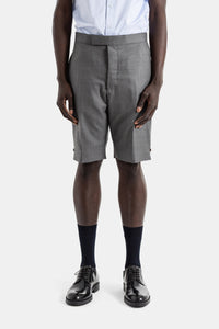 Short tailleur laine twill gris chiné taille haute backstrap