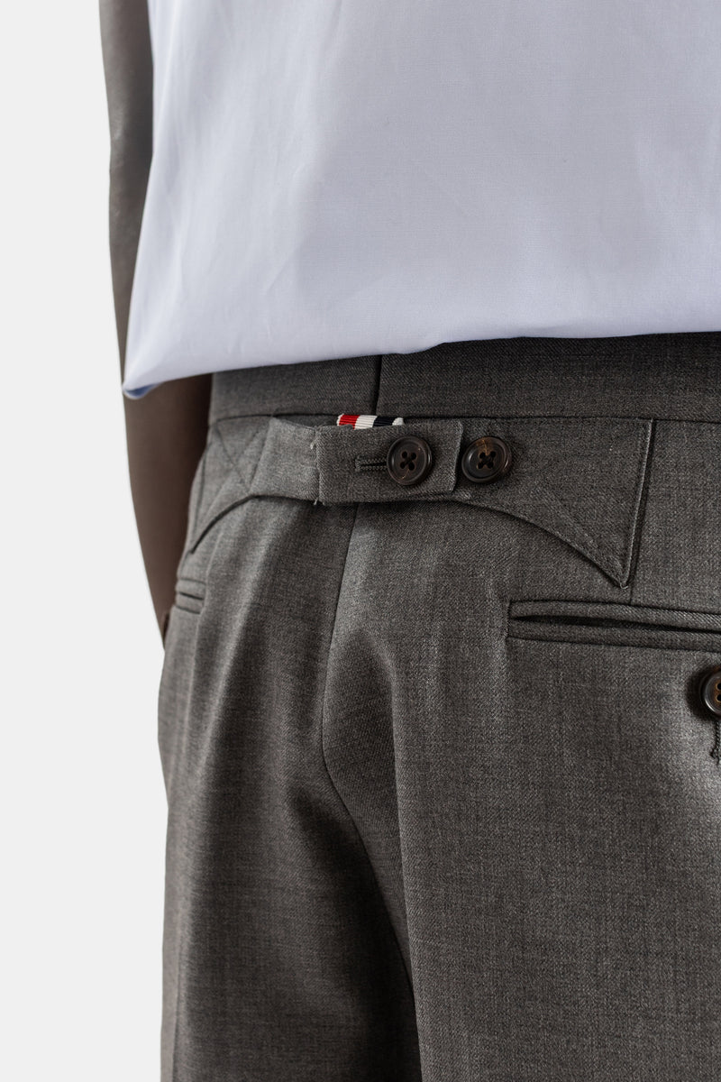 Short tailleur laine twill gris chiné taille haute backstrap