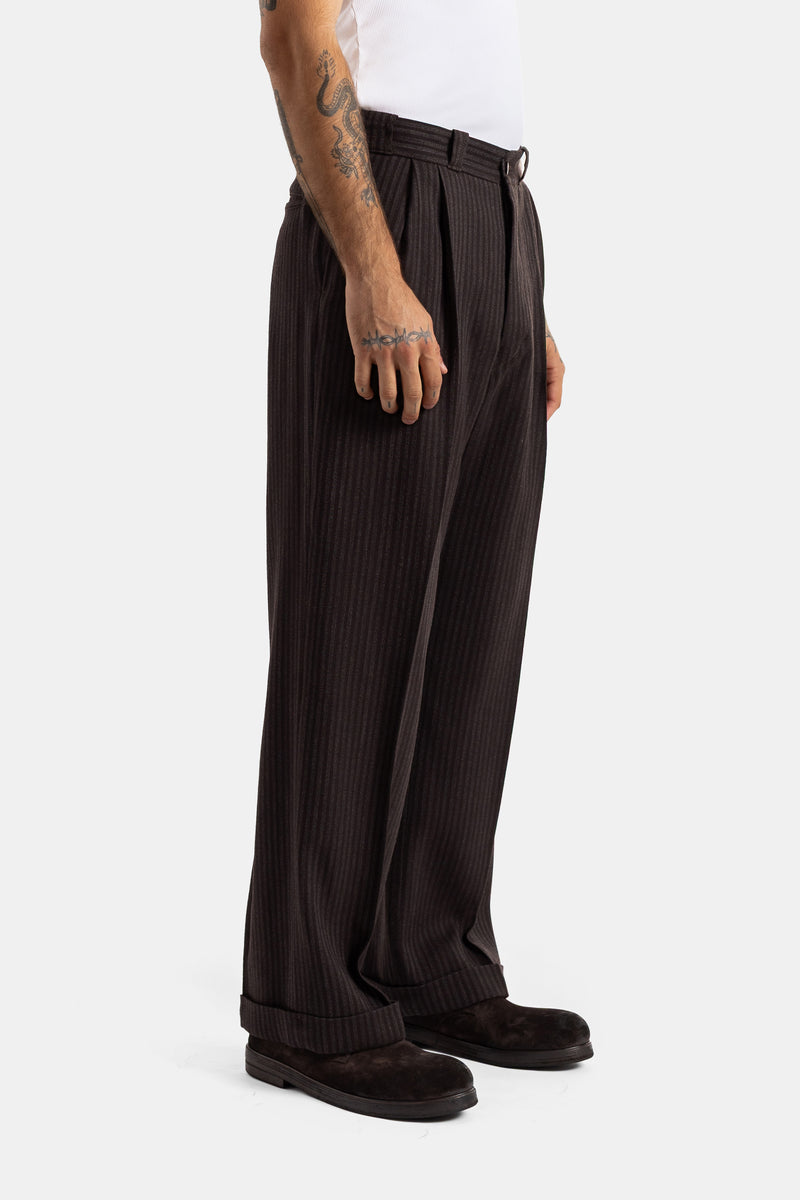 Pantalon de travail Lot.201 rayé brun à revers