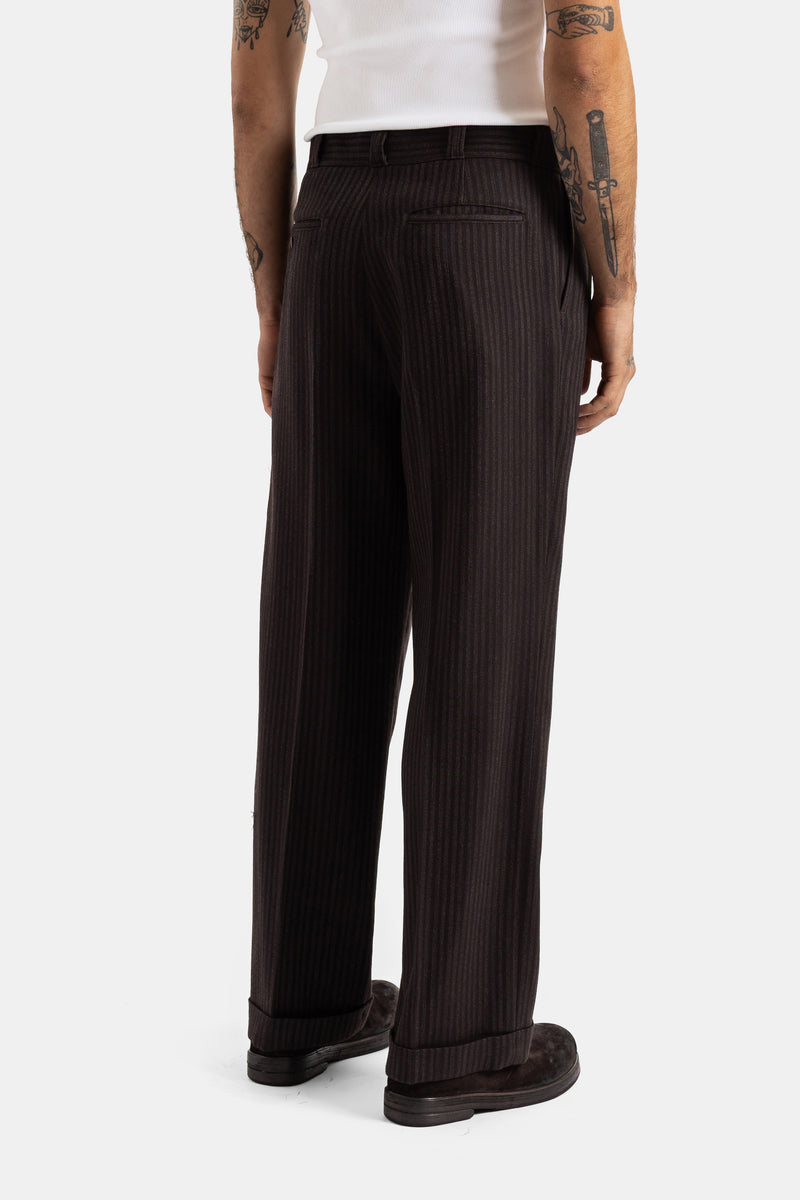 Pantalon de travail Lot.201 rayé brun à revers