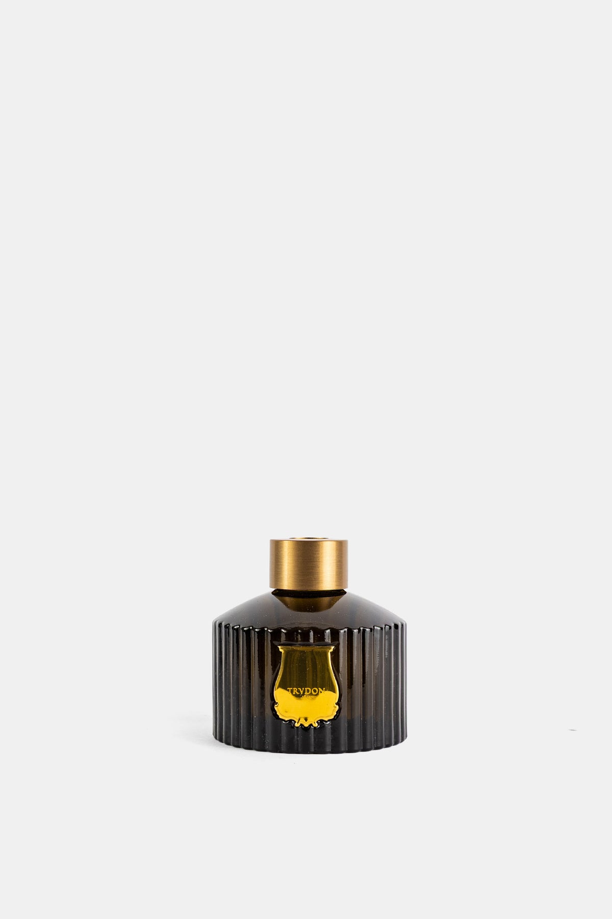 Trudon Ernesto diffuser 350ml ribbed smoky brown glass Yakusugi brushed brass cap