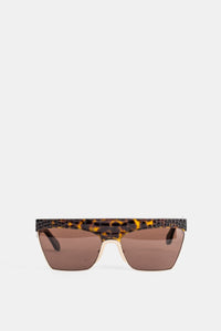 Schildpatt-Shield-Sonnenbrille mit Kroko-Effekt - O/S